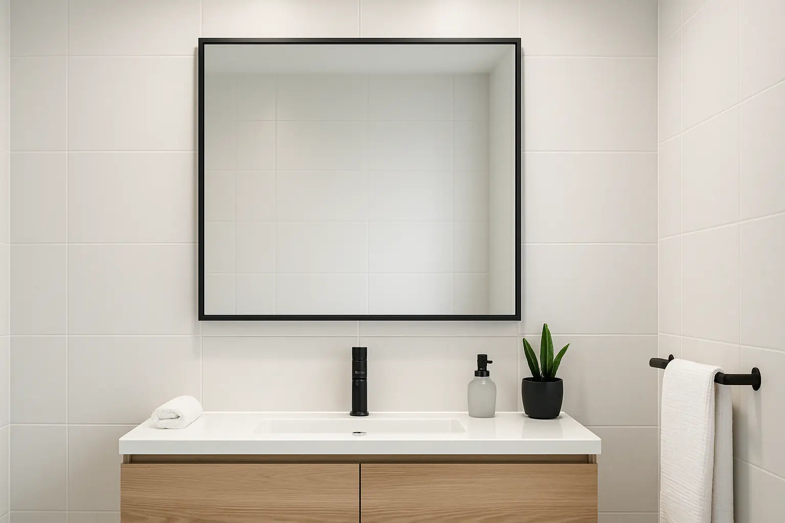 Un cadre noir autour du miroir de la salle de bain est-il sensible à l'entretien ?