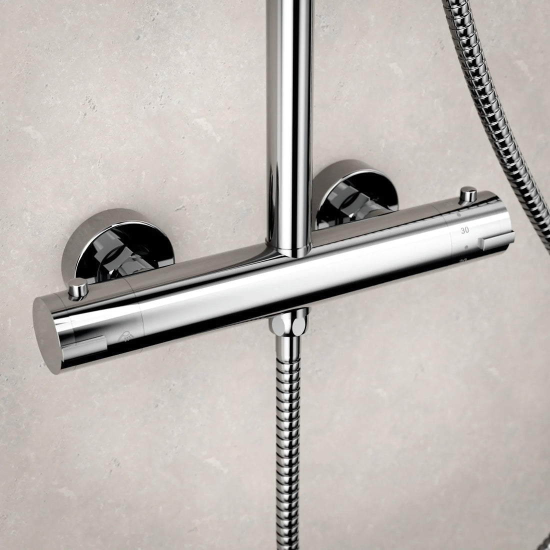 Douche de pluie Luno - Chromé avec robinet thermostatique - 22 cm