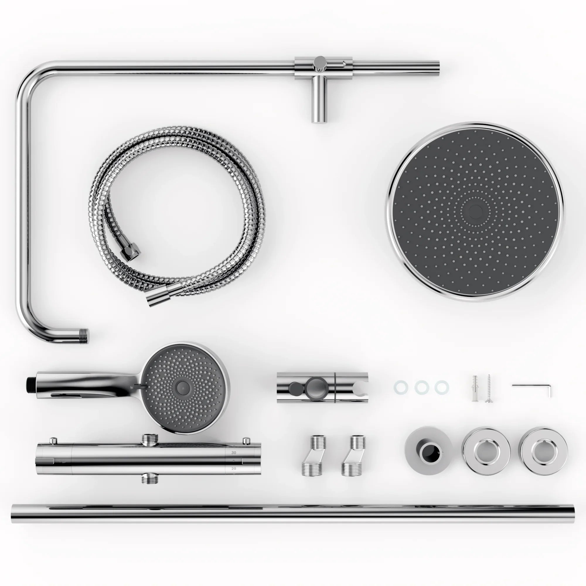 Douche de pluie Luno - Chromé avec robinet thermostatique - 22 cm - Précommander