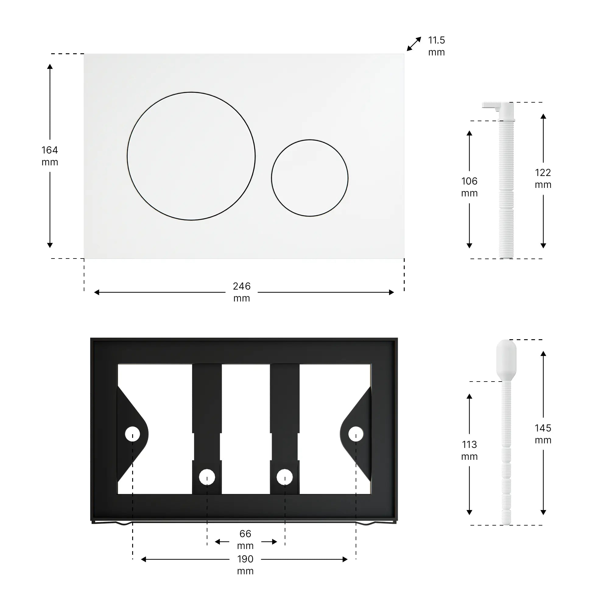 Plaque de commande Mirlux - blanc mat - plastique ABS DualFlush - Précommander