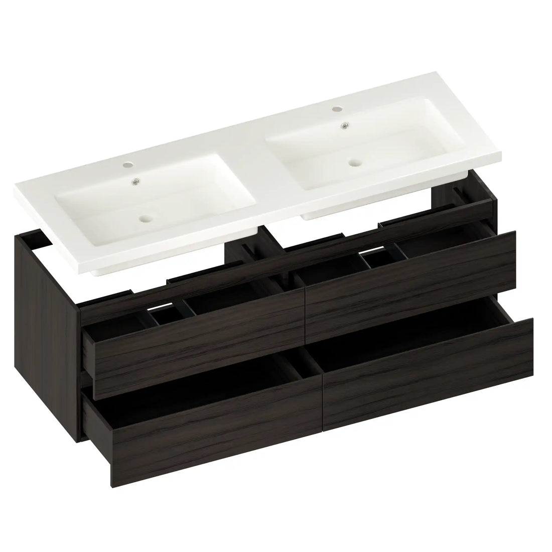 Meuble de salle de bain Arato - 140 cm - Bois de noyer - Vasque Blanc