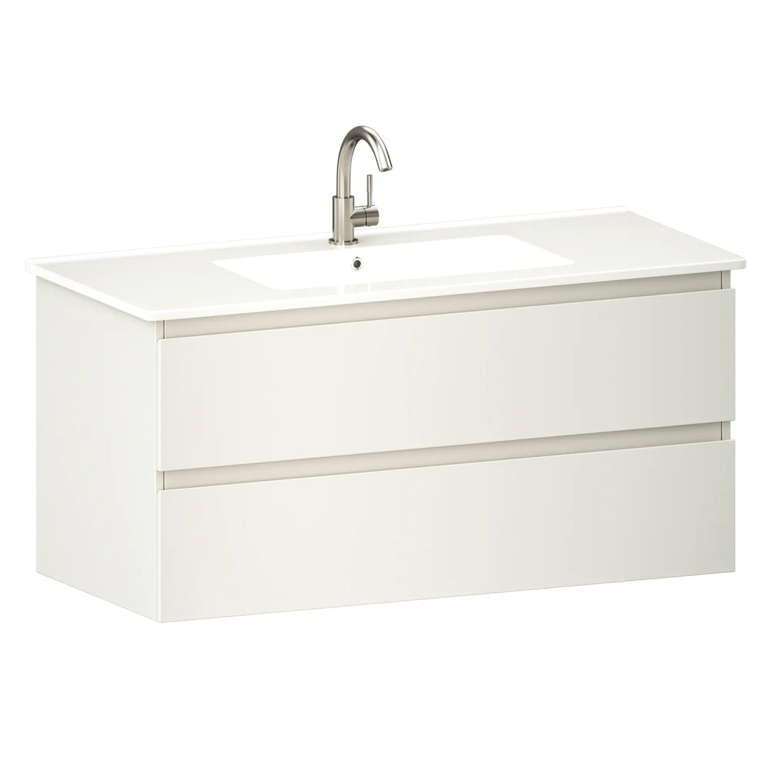 meuble de salle de bain Varo - 100 cm - Blanc - Lavabo Blanc