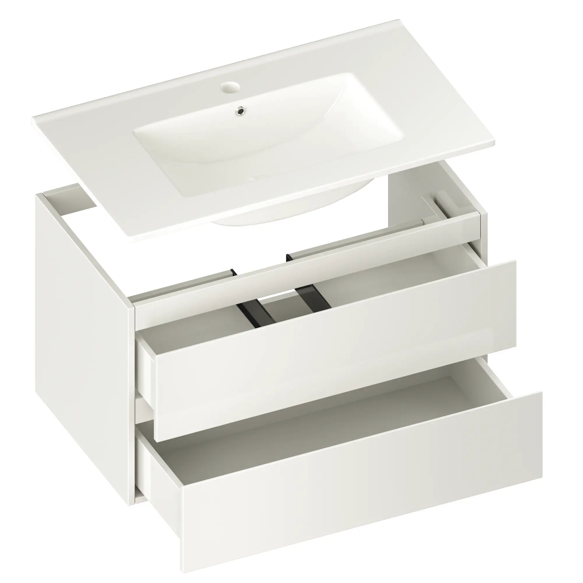 Meuble de salle de bain Luma - 80 cm - Blanc - Lavabo blanc - Précommander