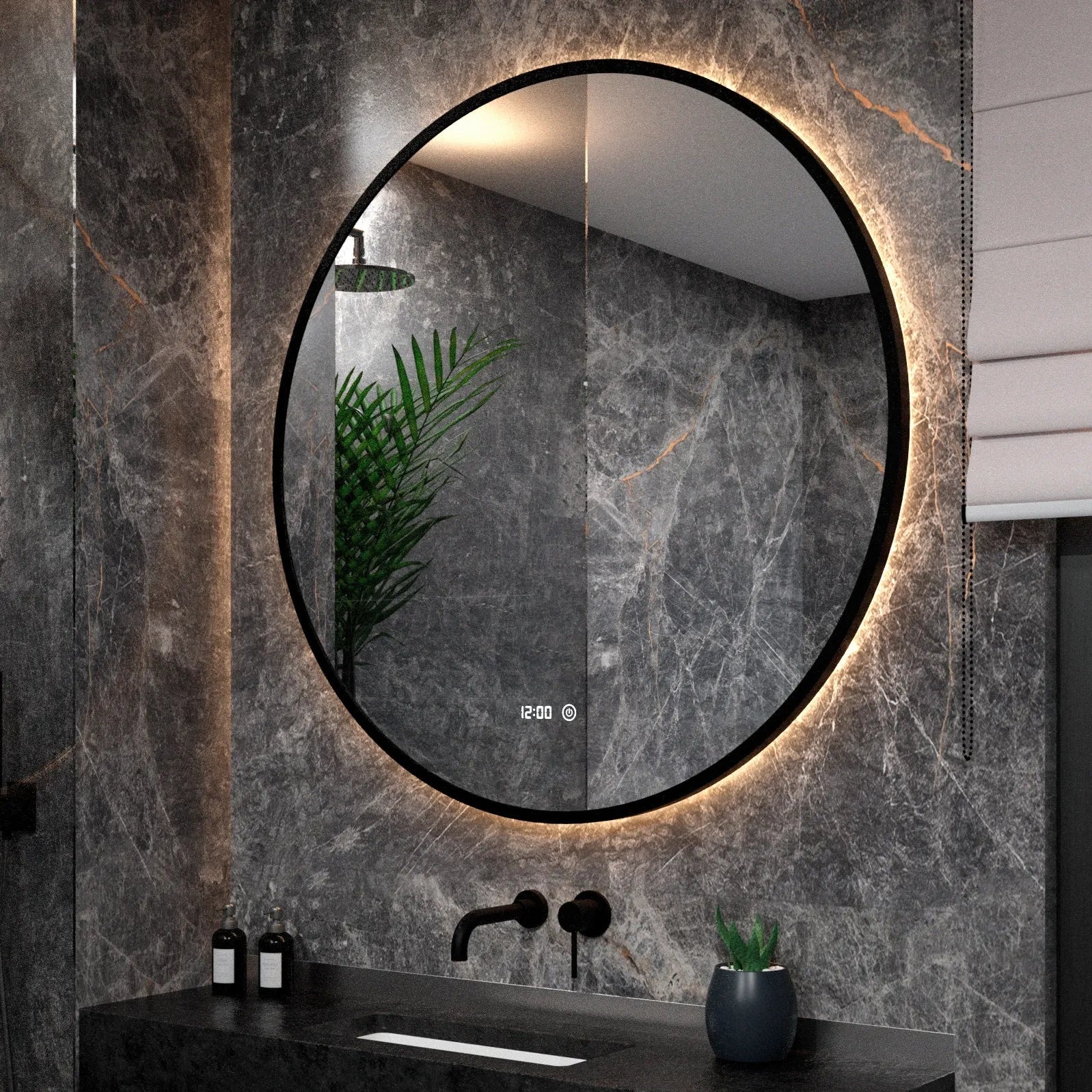 Miroir de salle de bains - 120 cm - Cadre noir - Précommander