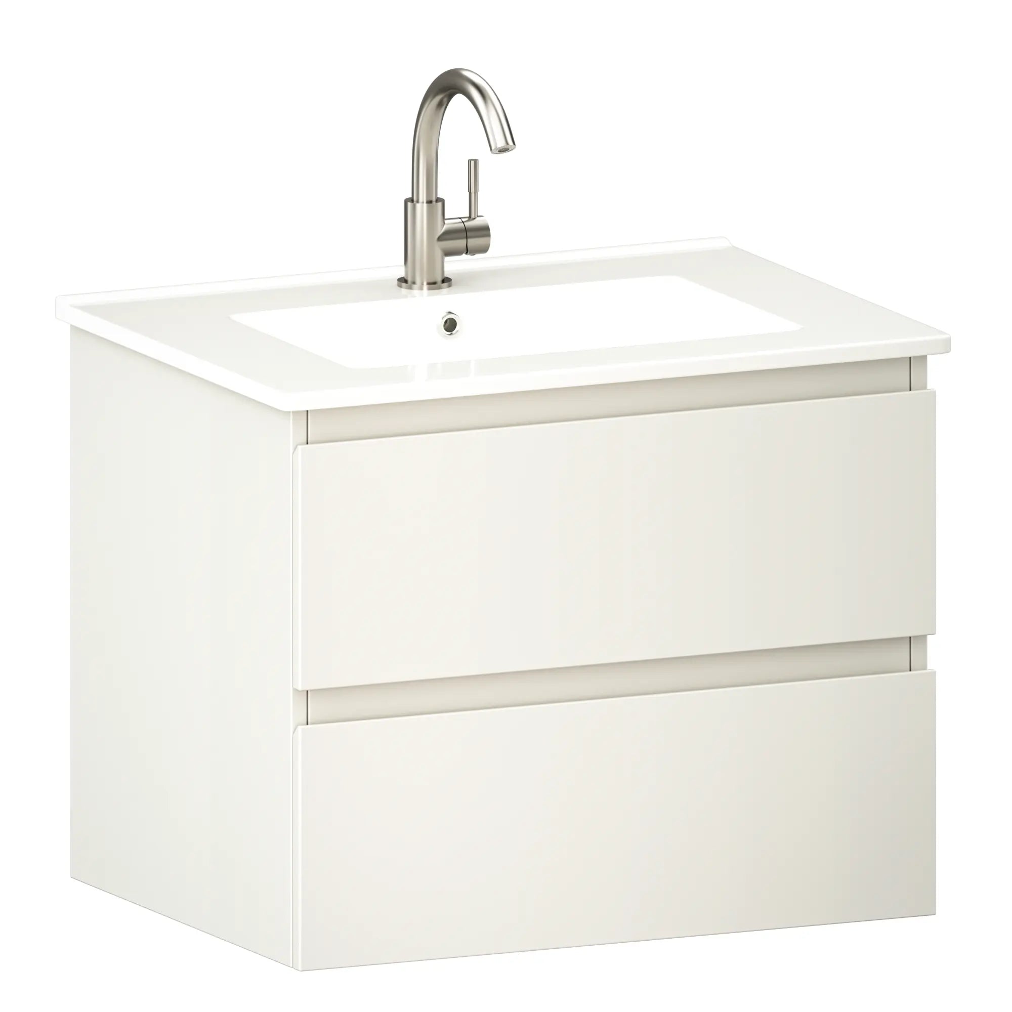Meuble de salle de bain Norvi - 60 cm - Blanc - Lavabo blanc - PRÉCOMMANDE - Précommander