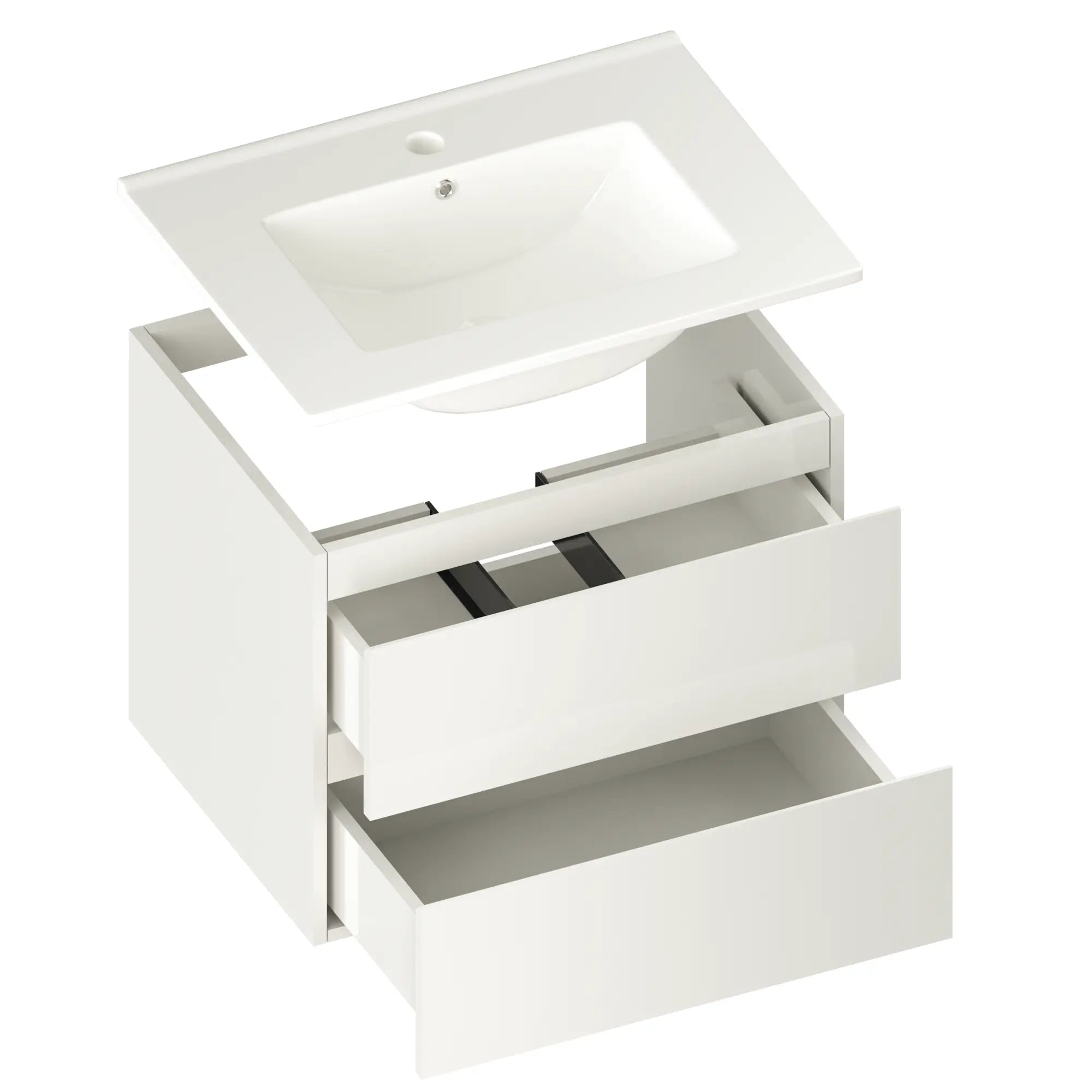 Meuble de salle de bain Norvi - 60 cm - Blanc - Lavabo blanc - PRÉCOMMANDE - Précommander