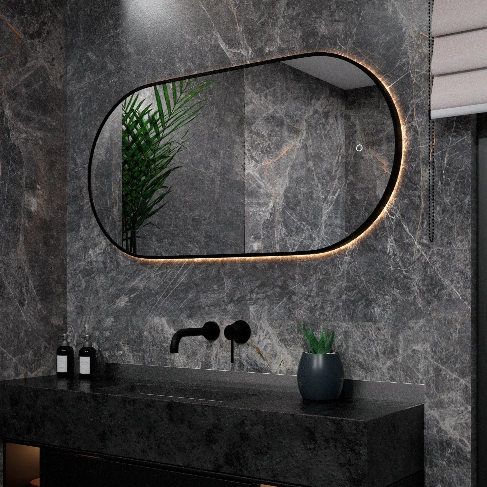 Miroir de salle de bains - 120x60cm Ovale - Cadre noir