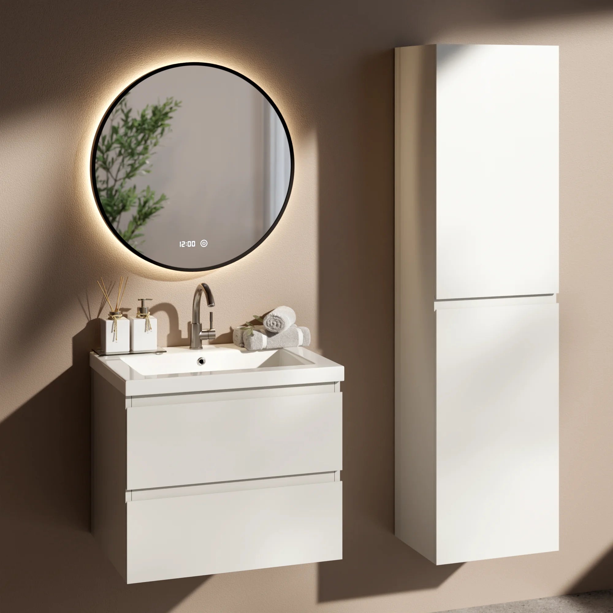 Ensemble meuble vasque London – 60 cm – Blanc – Lavabo Blanc
