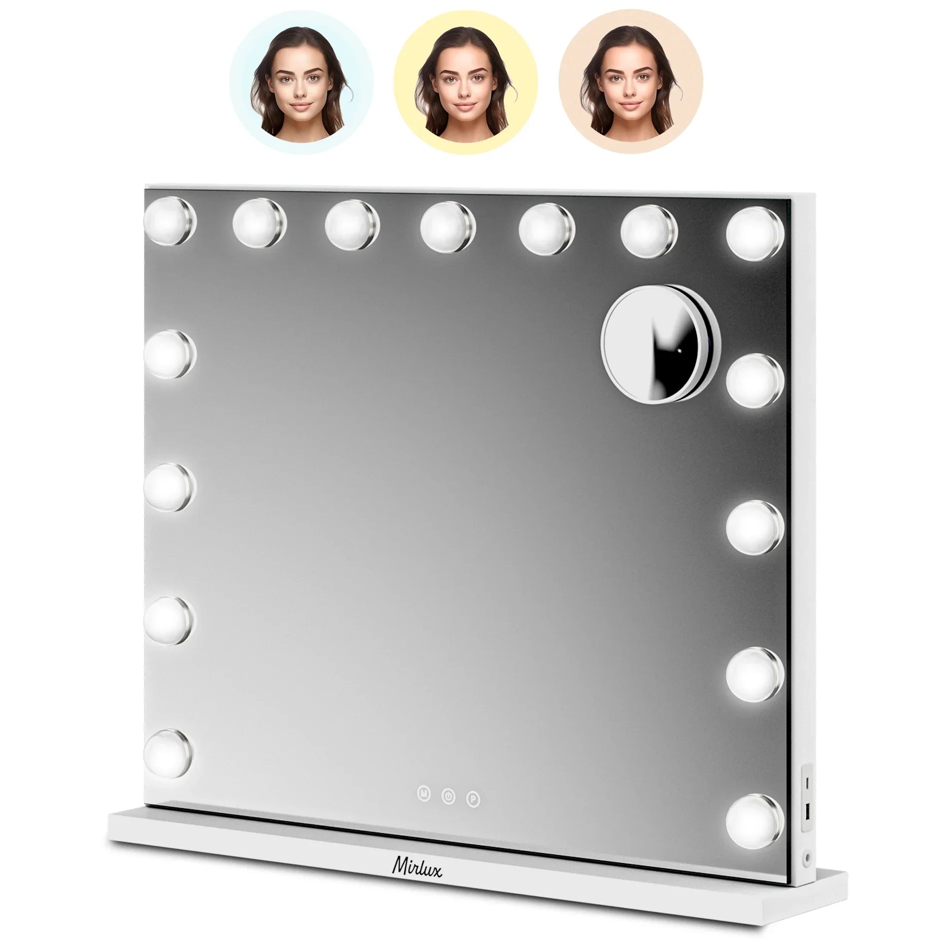 Miroir Hollywood - 58x48cm - Blanc