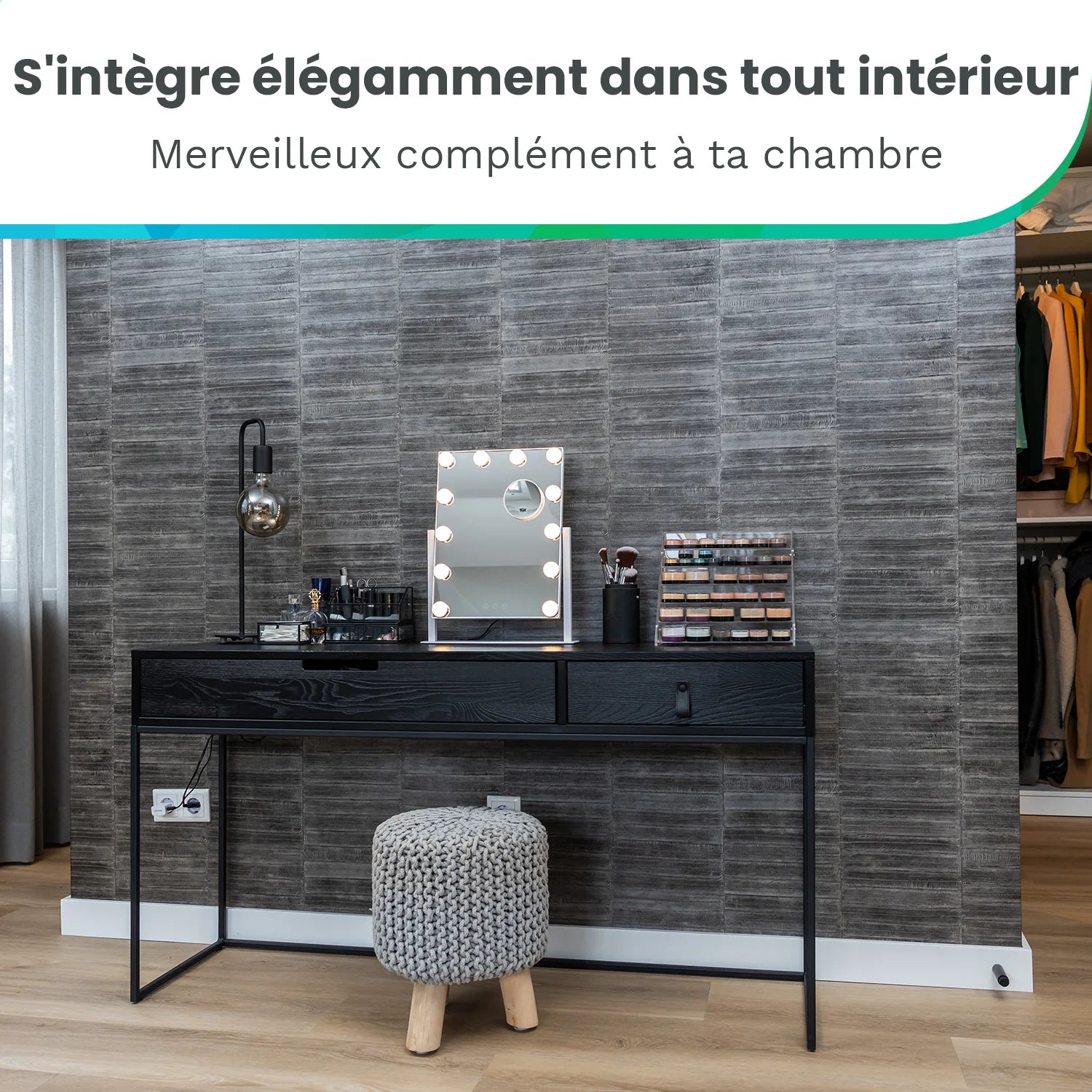 Miroir Hollywood - 44x30cm - Blanc