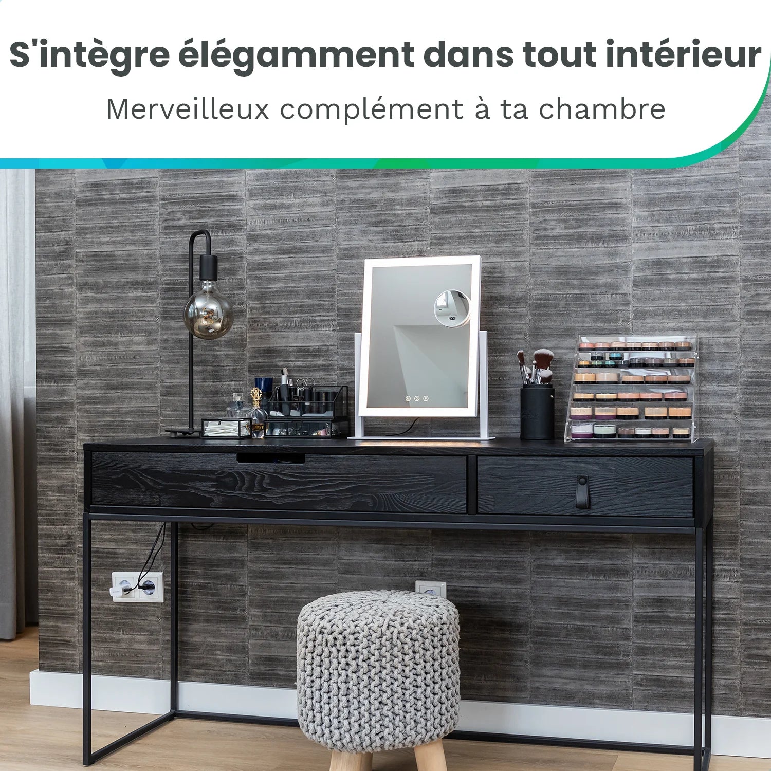 Miroir Hollywood - 44x30cm - Blanc