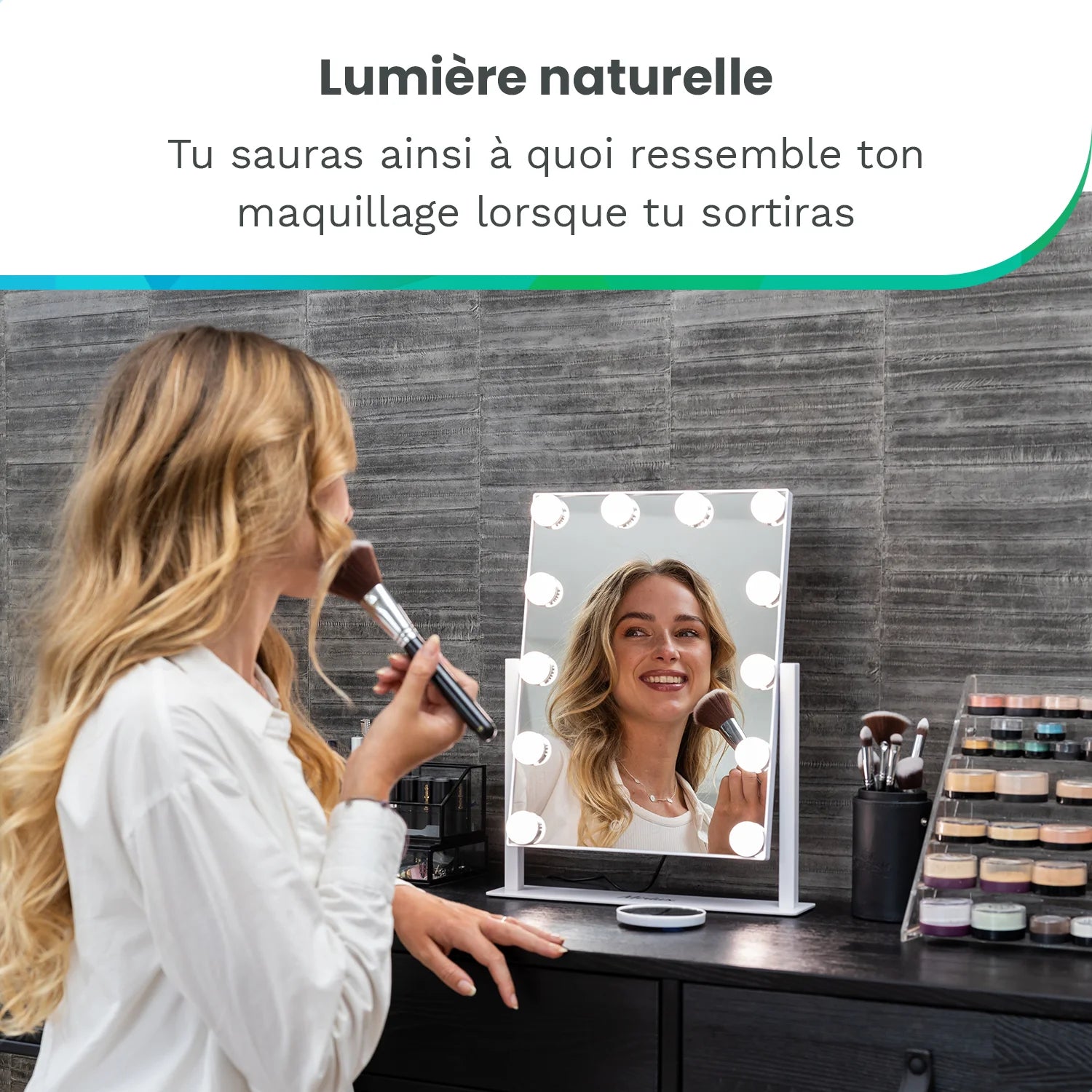 Miroir Hollywood - 44x30cm - Blanc