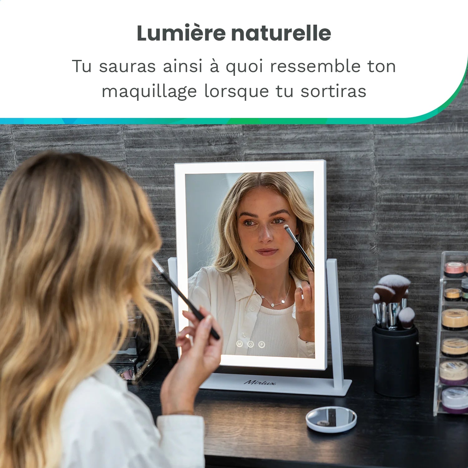 Miroir Hollywood - 44x30cm - Blanc