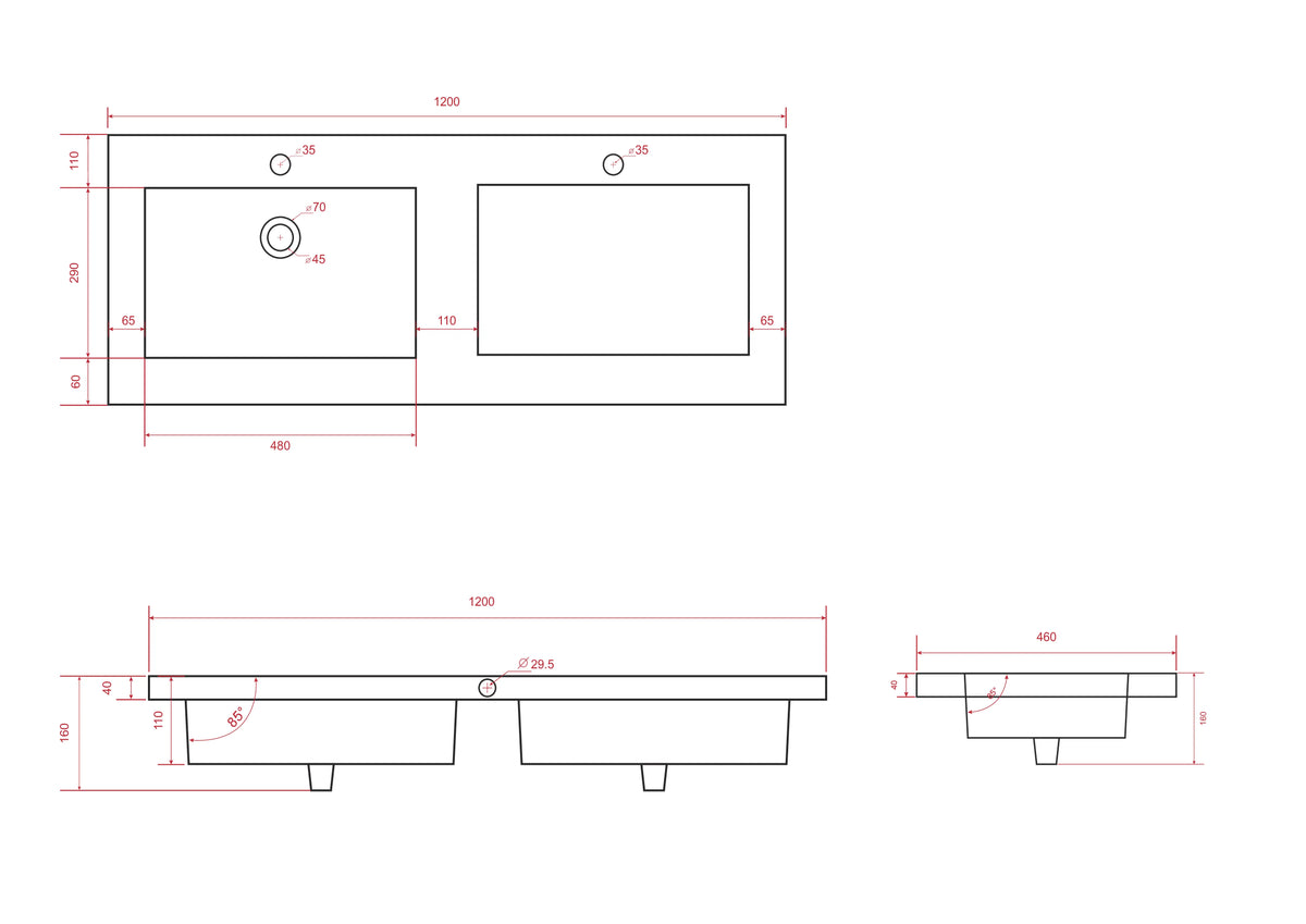 Meuble de salle de bain Asora - 120 cm - Bois de noyer - Plan vasque Blanc