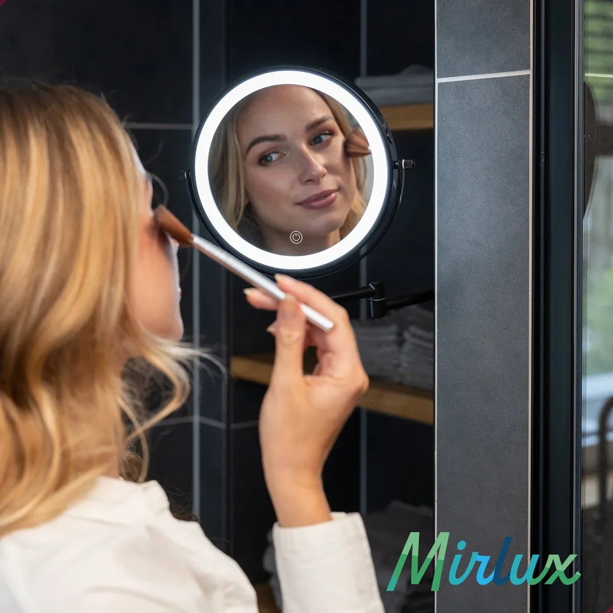 Miroir de maquillage - Batterie - Noir - Grossissement 1-5x