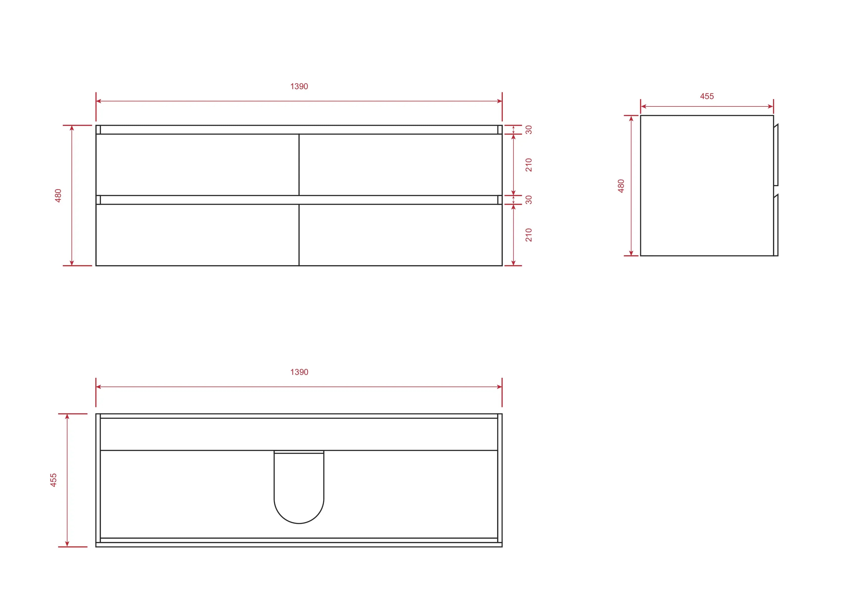 Meuble de salle de bain Arato - 140cm - 2 trous de robinet - chêne chaud - lavabo blanc