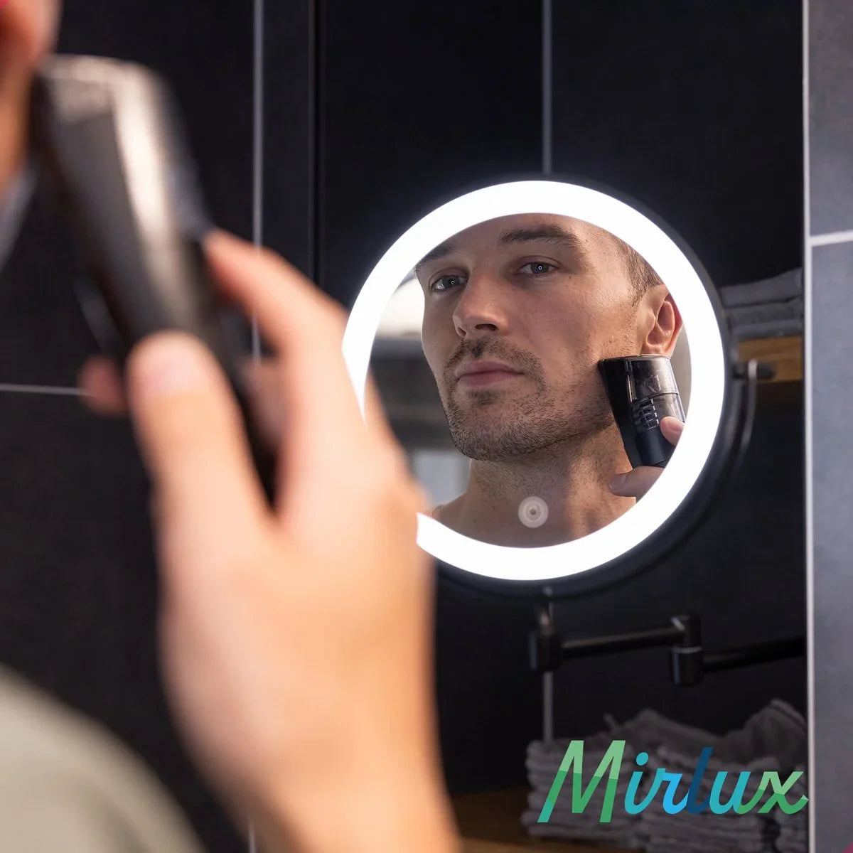 Miroir de maquillage - Rechargeable - Noir - Grossissement 1-5x