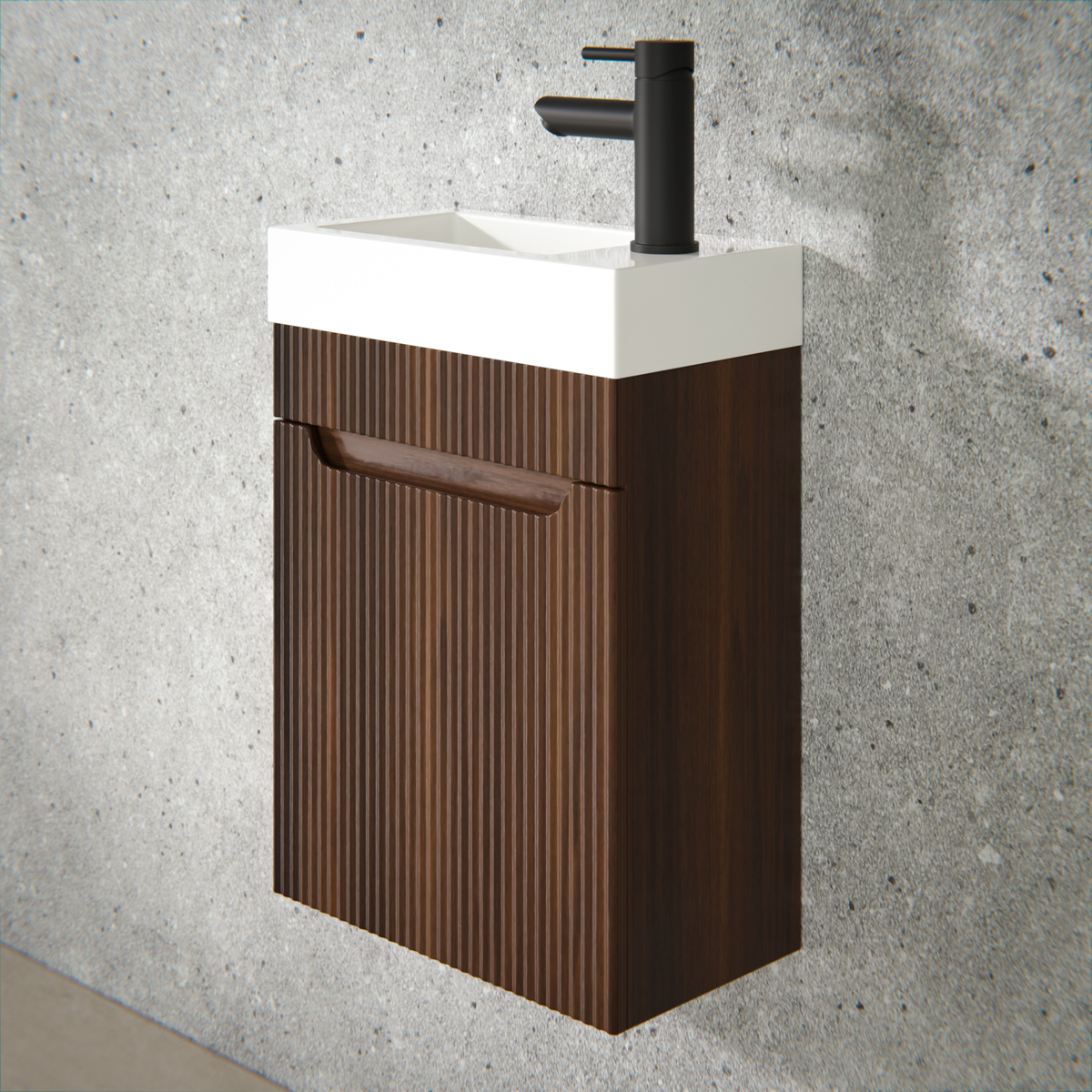 Meuble de salle de bain Vivo - 40 cm - noyer - lavabo blanc
