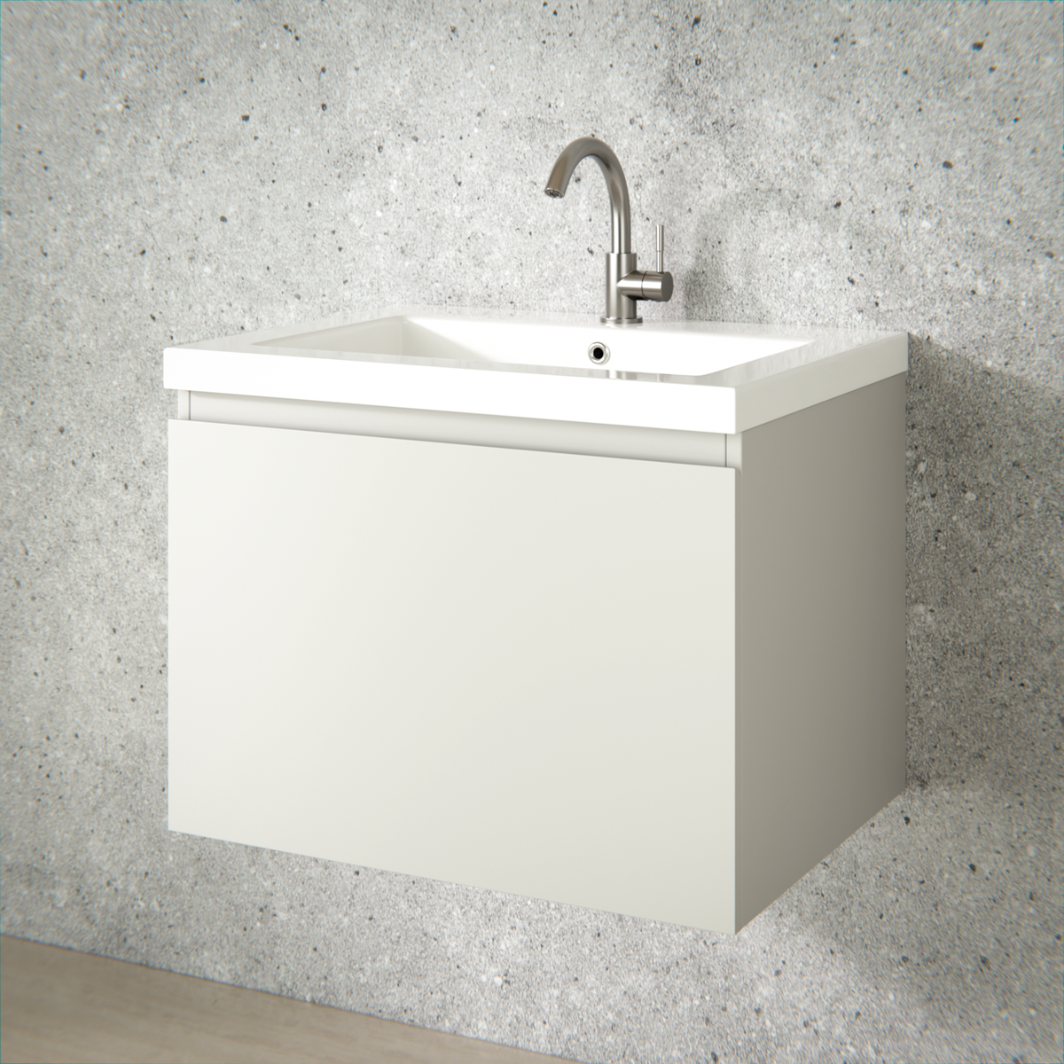 Meuble de salle de bain Vino - 60 cm - Taupe - Lavabo Blanc