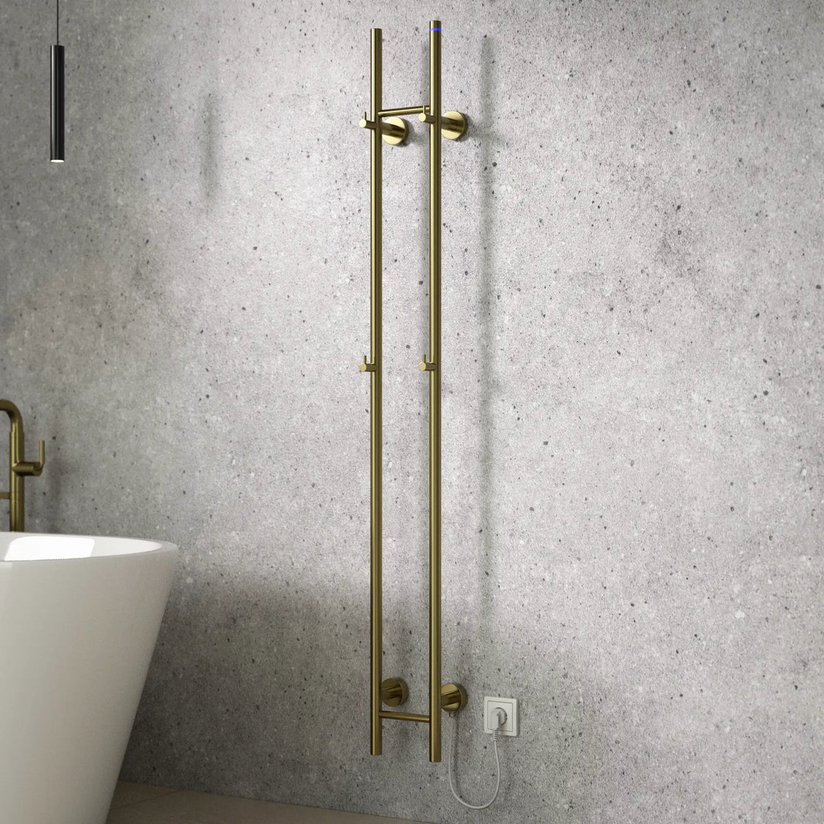 Sèche-serviettes électrique Double - 70 Watts - 150x16.8 cm - Doré