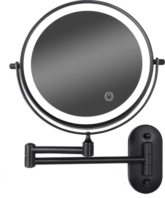 Miroir de maquillage - Batterie - Noir - Grossissement 1-5x