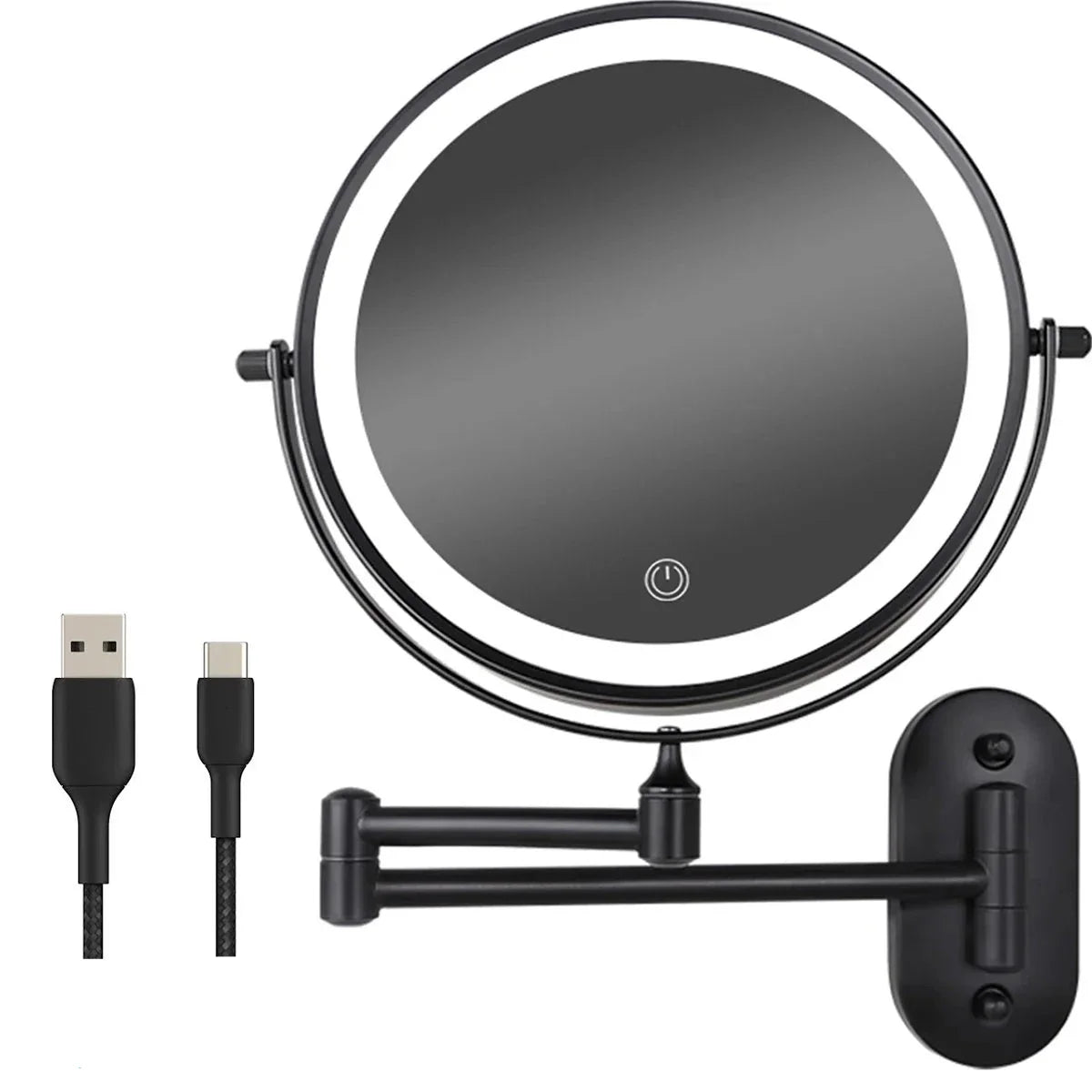 Miroir de maquillage - Rechargeable - Noir - Grossissement 1-5x