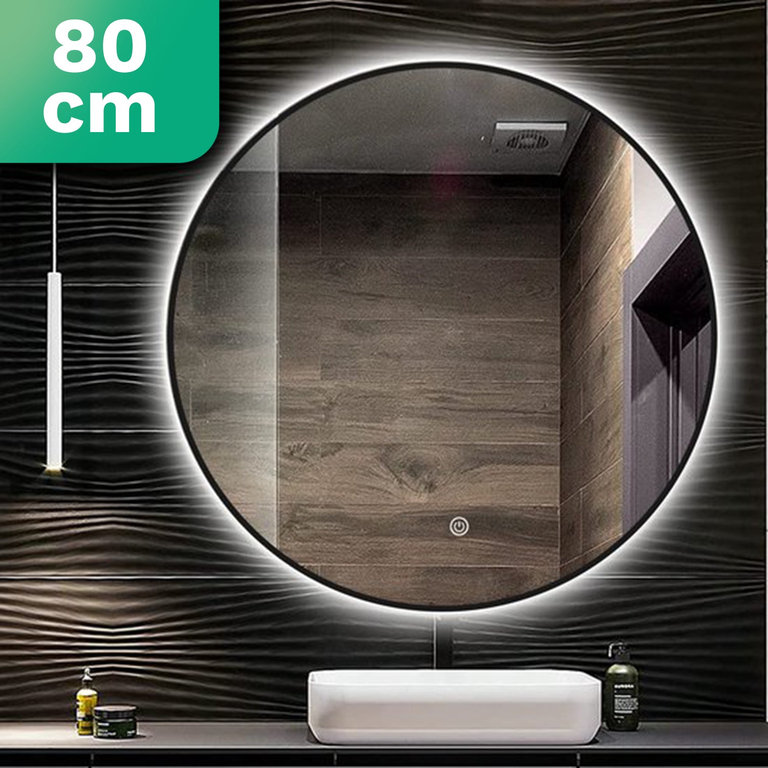 Miroir de salle de bain - 80cm - Rond - Sans cadre - Précommander