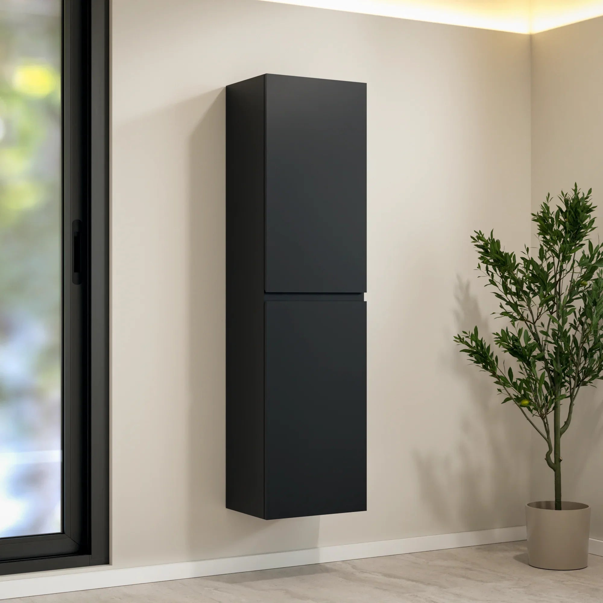 Ensemble meuble vasque Lunaro – 60 cm – Noir Mat – Lavabo Blanc