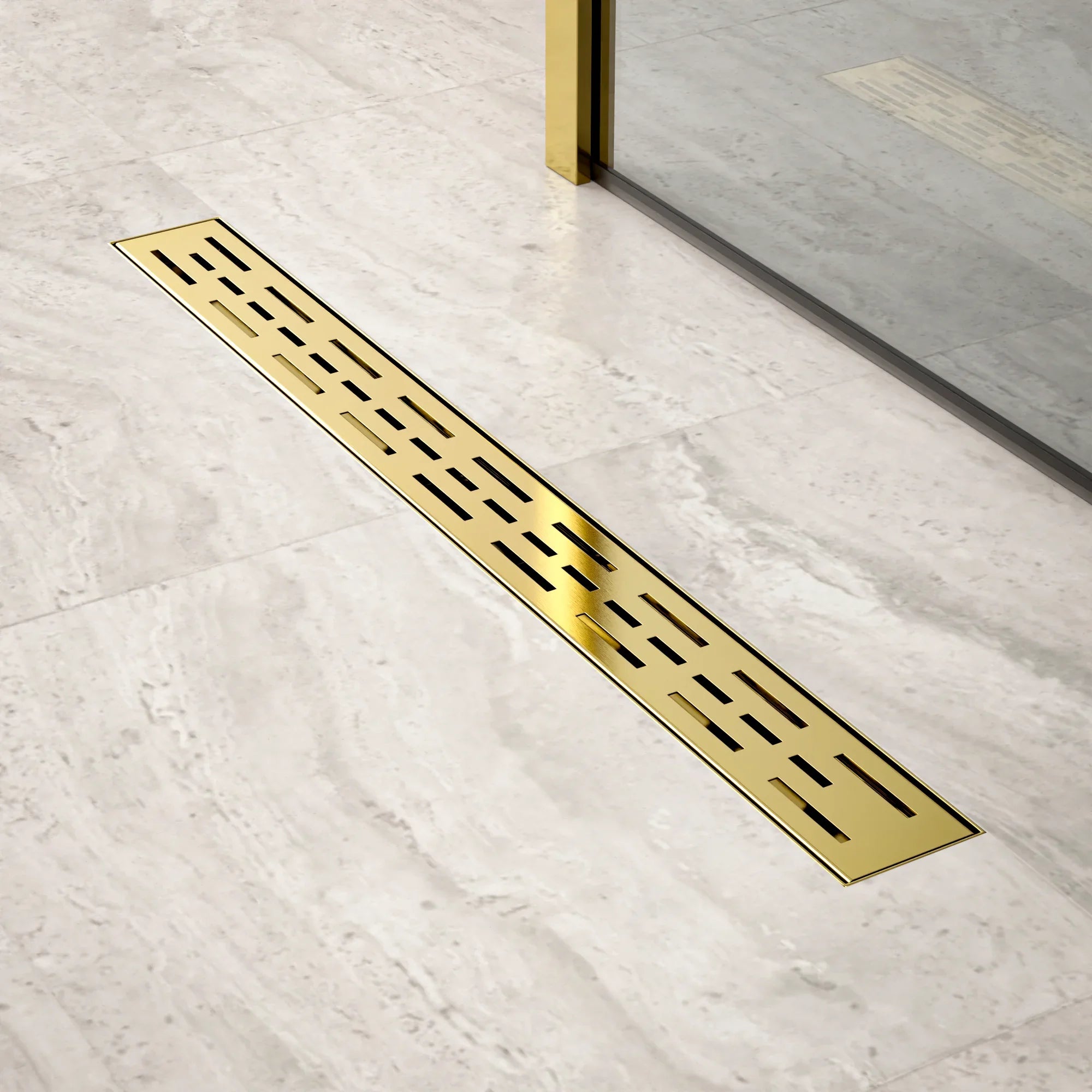 Caniveau de douche – 70 cm – Or – Grille standard – Acier inoxydable – Avec bride - Précommander