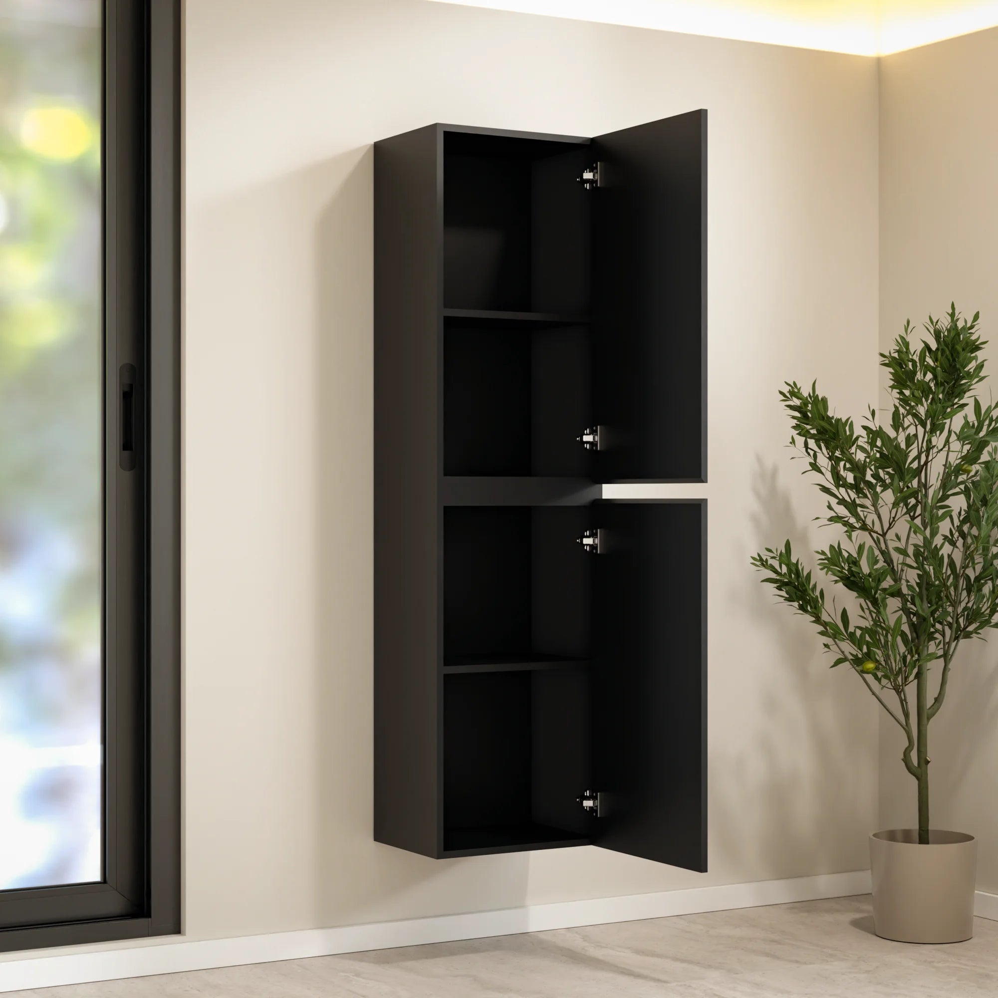Armoire à colonnes Ruvo - 150cm - Noir Mat - Précommander