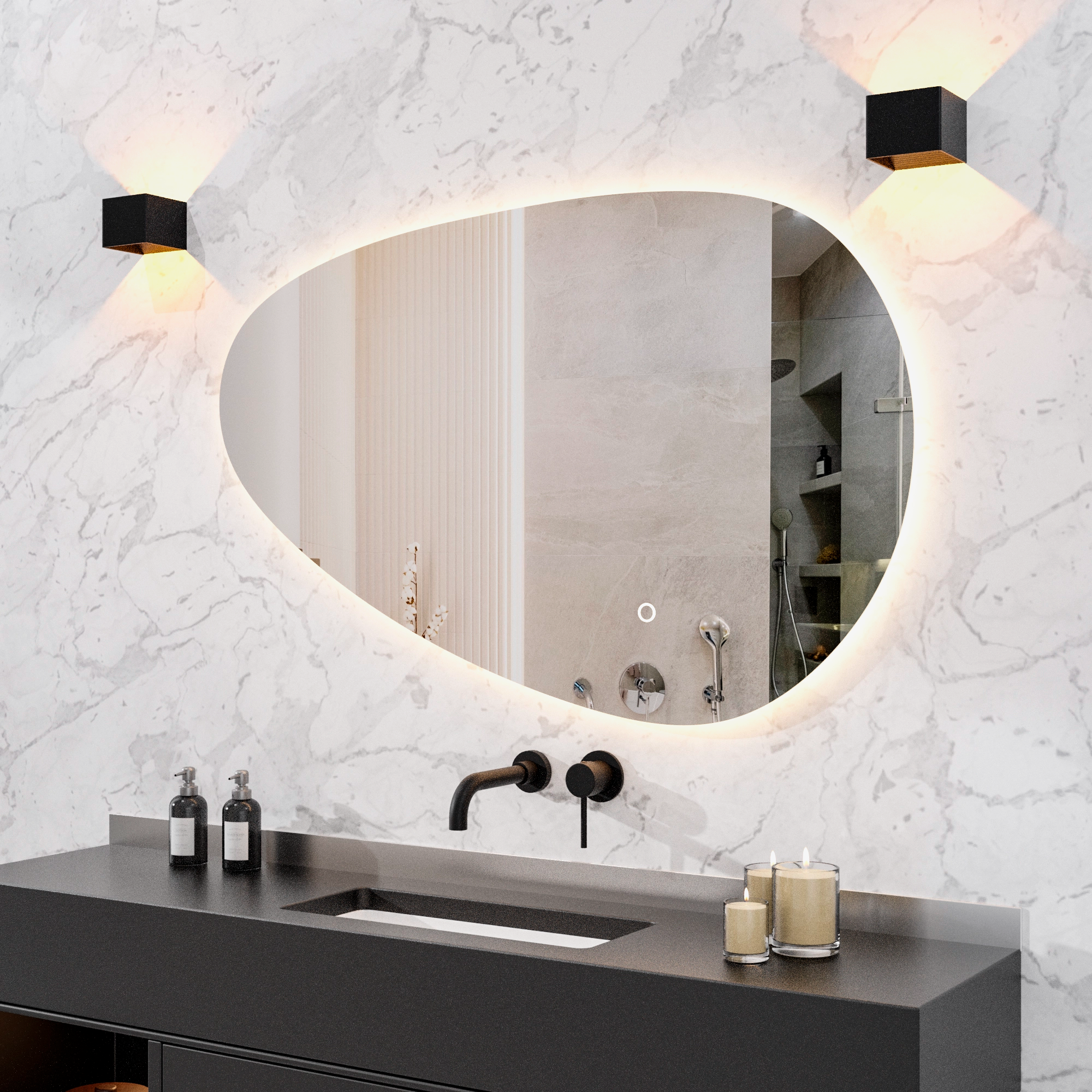 Miroir de salle de bain - 120x75cm Asymétrique - Sans cadre - Précommander