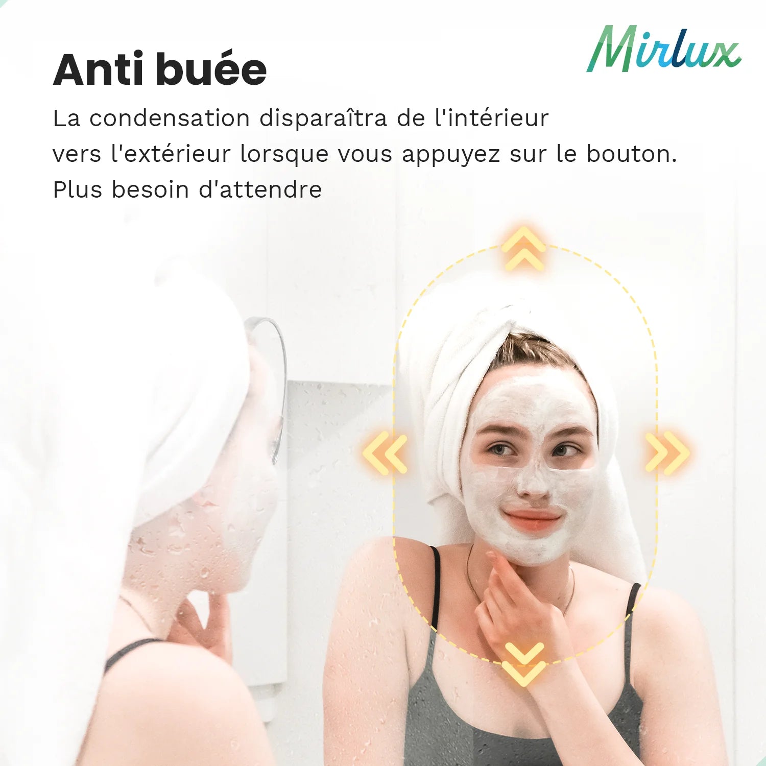 Miroir de Salle de Bain - 90x60cm - Cadre Noir