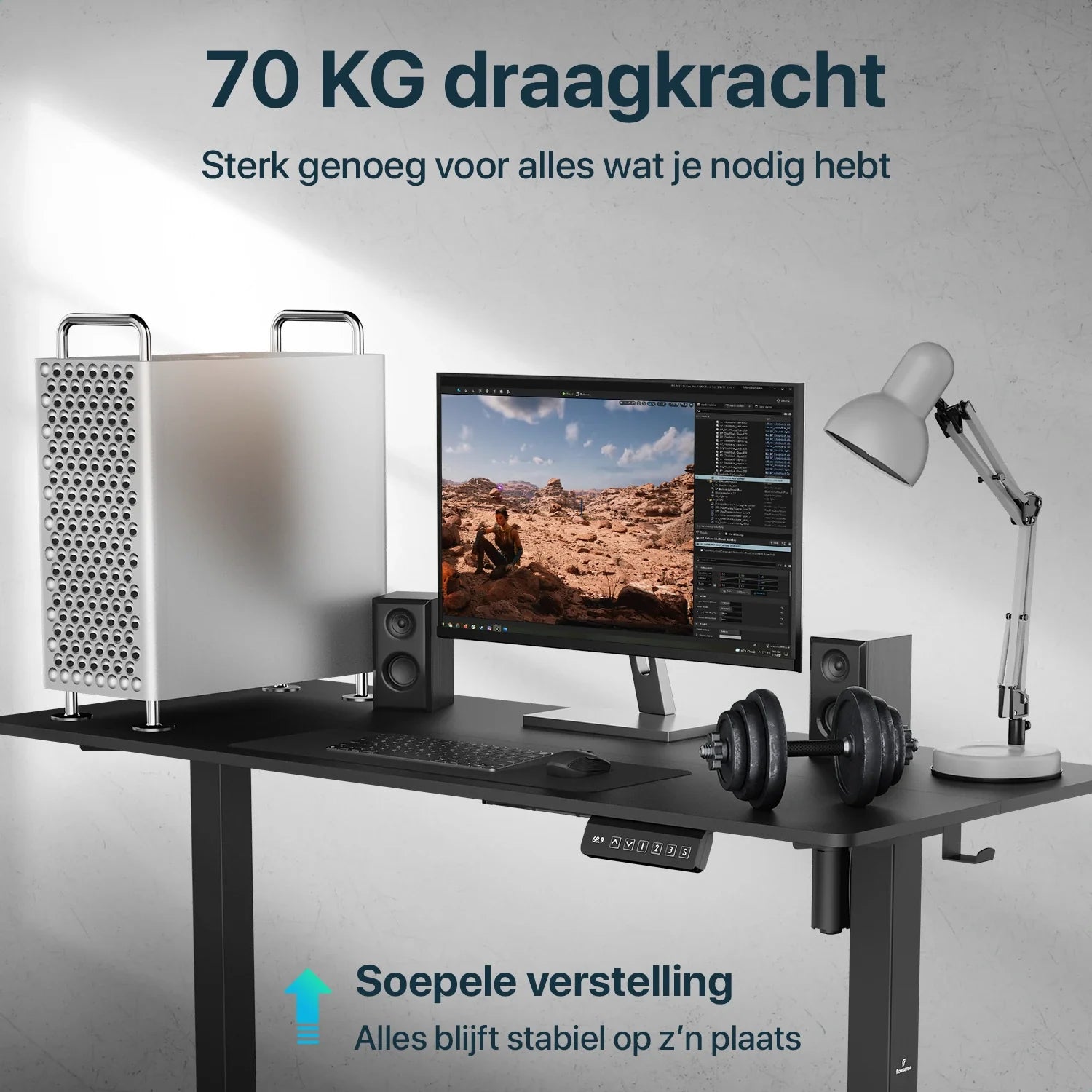 Bureau assis debout Flowsense - Bureau électrique réglable - 120 x 60 cm