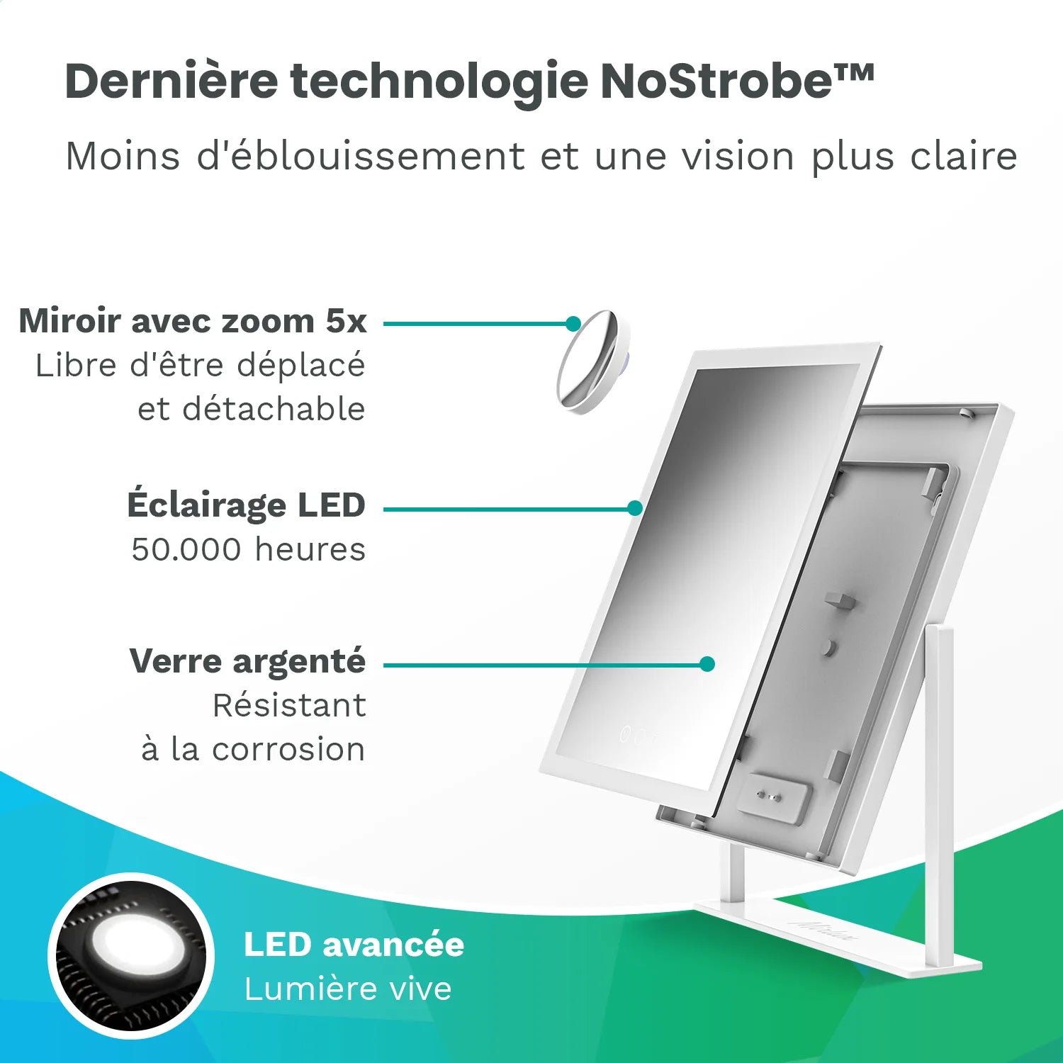 Miroir Hollywood - 44x30cm - Blanc