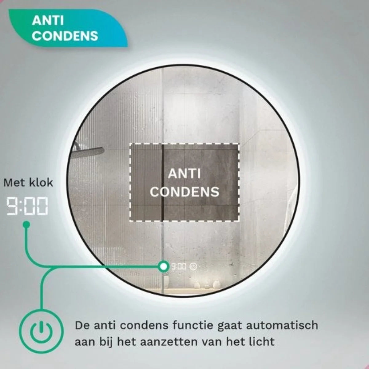 Miroir de Salle de Bain - 80cm - Cadre Noir