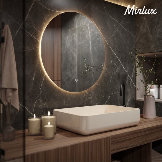 Miroir de salle de bain - 80cm - Rond - Sans cadre - Précommander