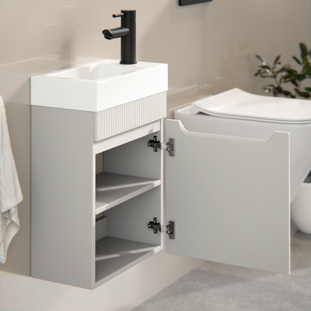meuble de salle de bain Vivo - 40cm - Taupe - lavabo Blanc