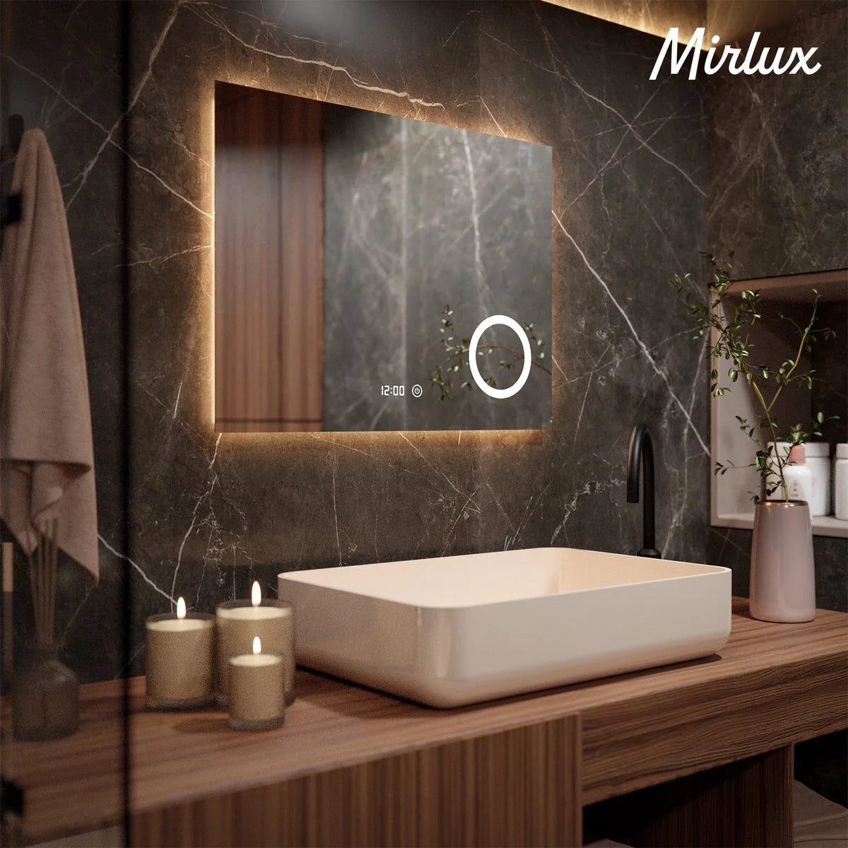 Miroir de salle de bain - 120x80cm - Sans cadre