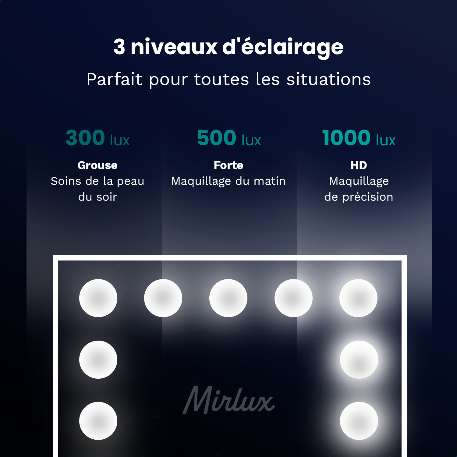 Miroir Hollywood - 44x30cm - Noir