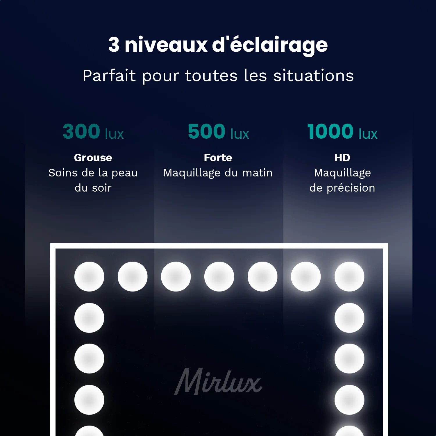 Miroir Hollywood - 58x48cm - Or Rose - Précommander