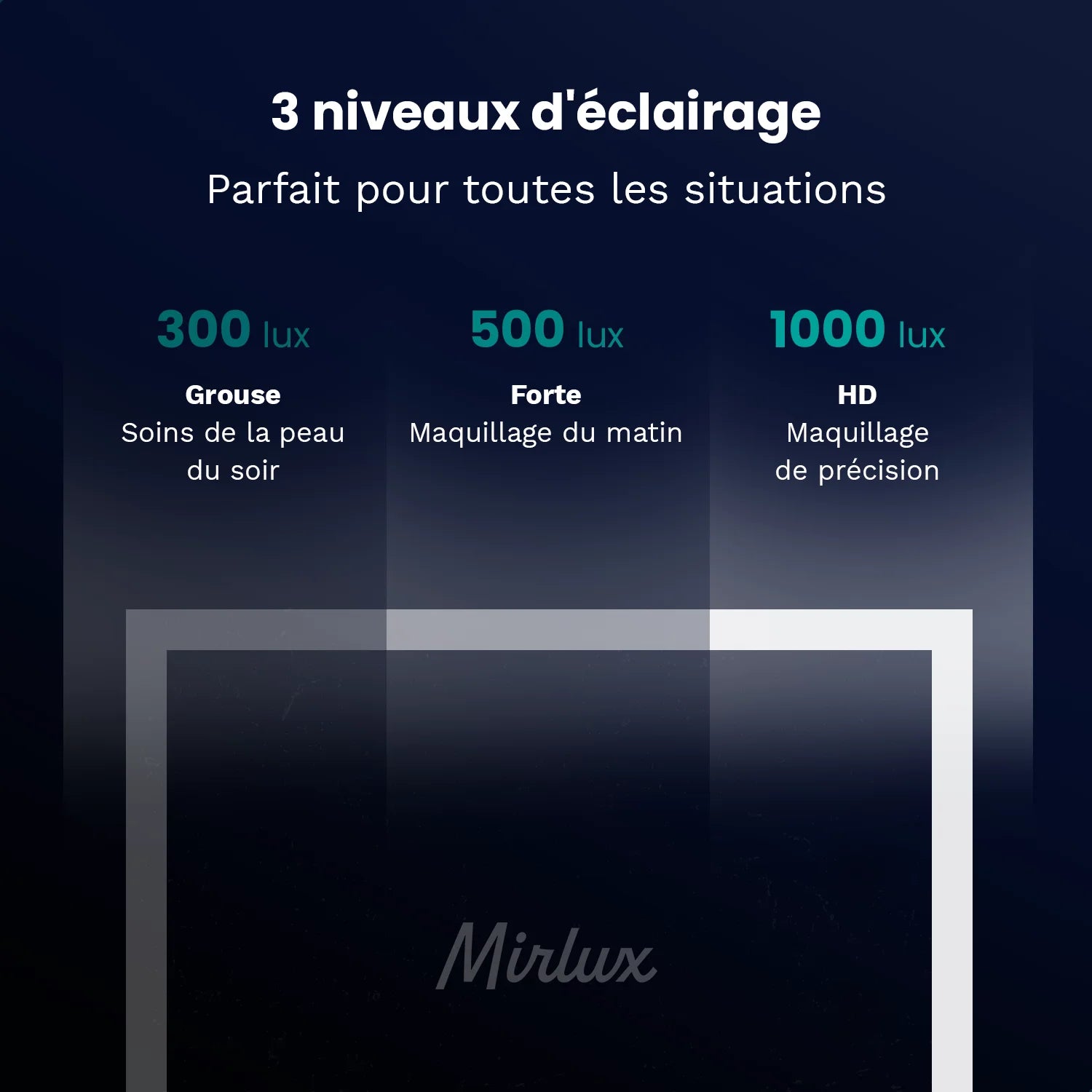 Miroir Hollywood - 44x30cm - Blanc