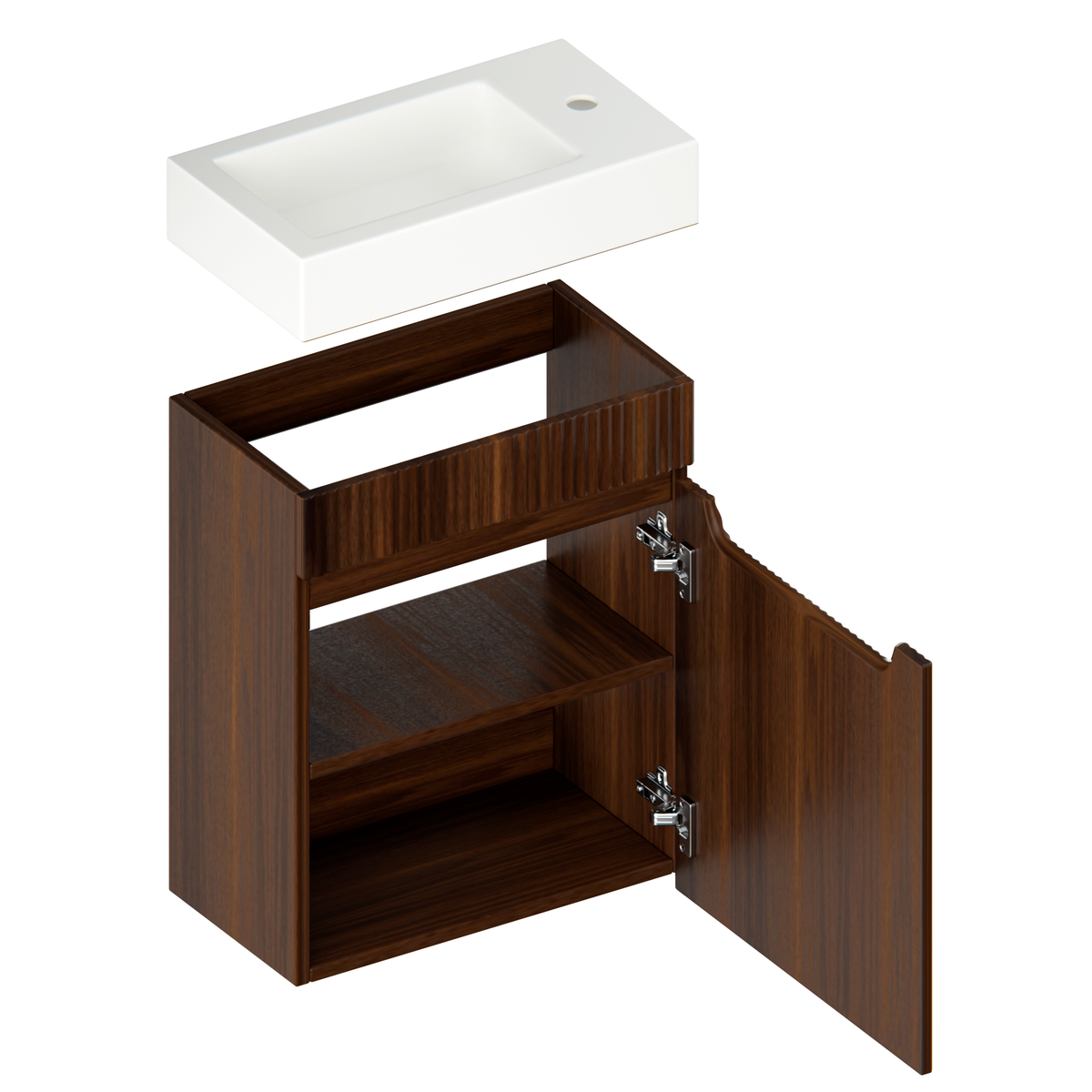 Meuble de salle de bain Vivo - 40 cm - noyer - lavabo blanc