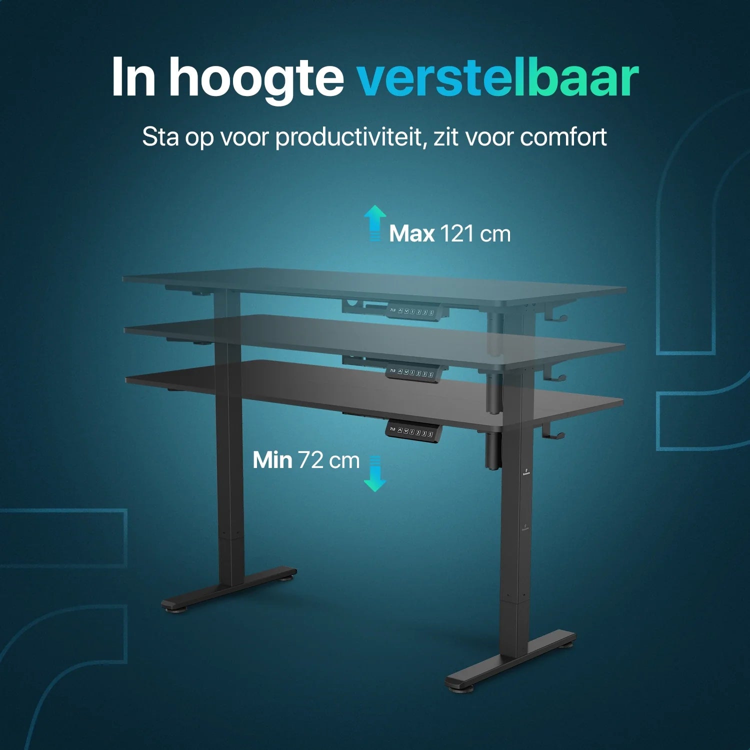 Bureau assis debout Flowsense - Bureau électrique réglable - 120 x 60 cm