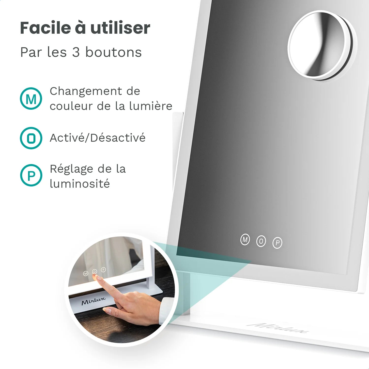 Miroir Hollywood - 44x30cm - Blanc