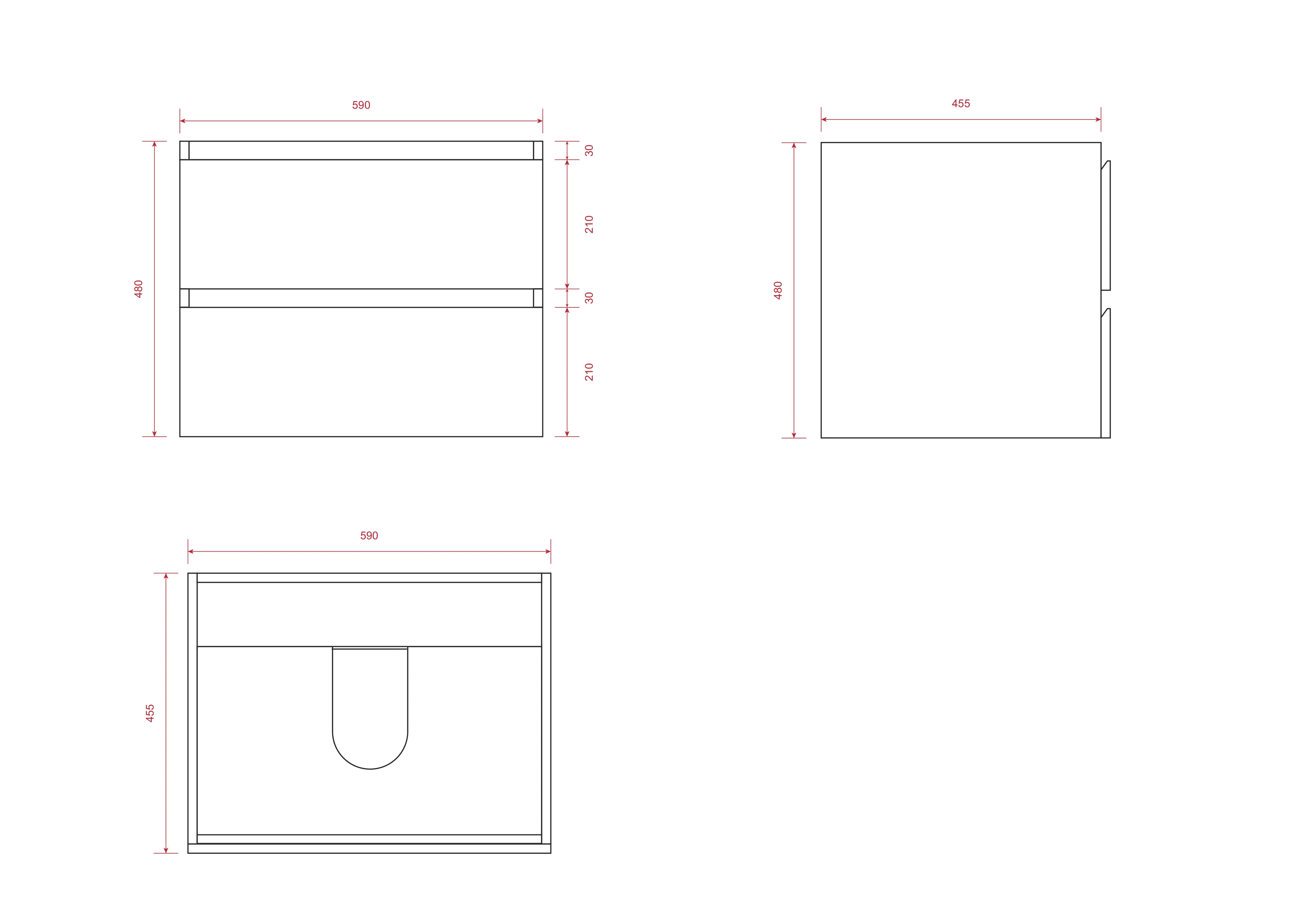 Meuble de salle de bain Karo - 60 cm - Blanc - Vasque blanche