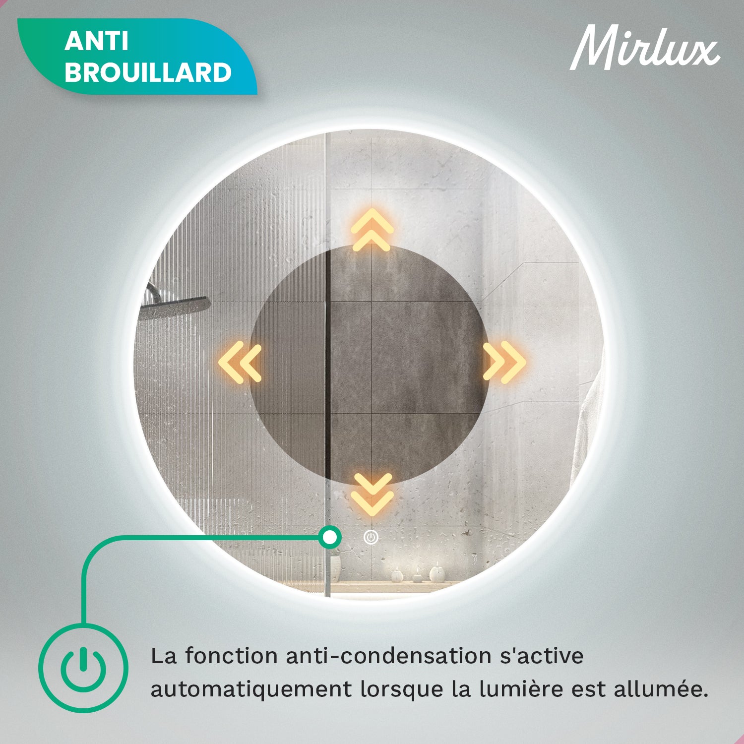 Miroir de salle de bain - 80cm - Rond - Sans cadre - Précommander