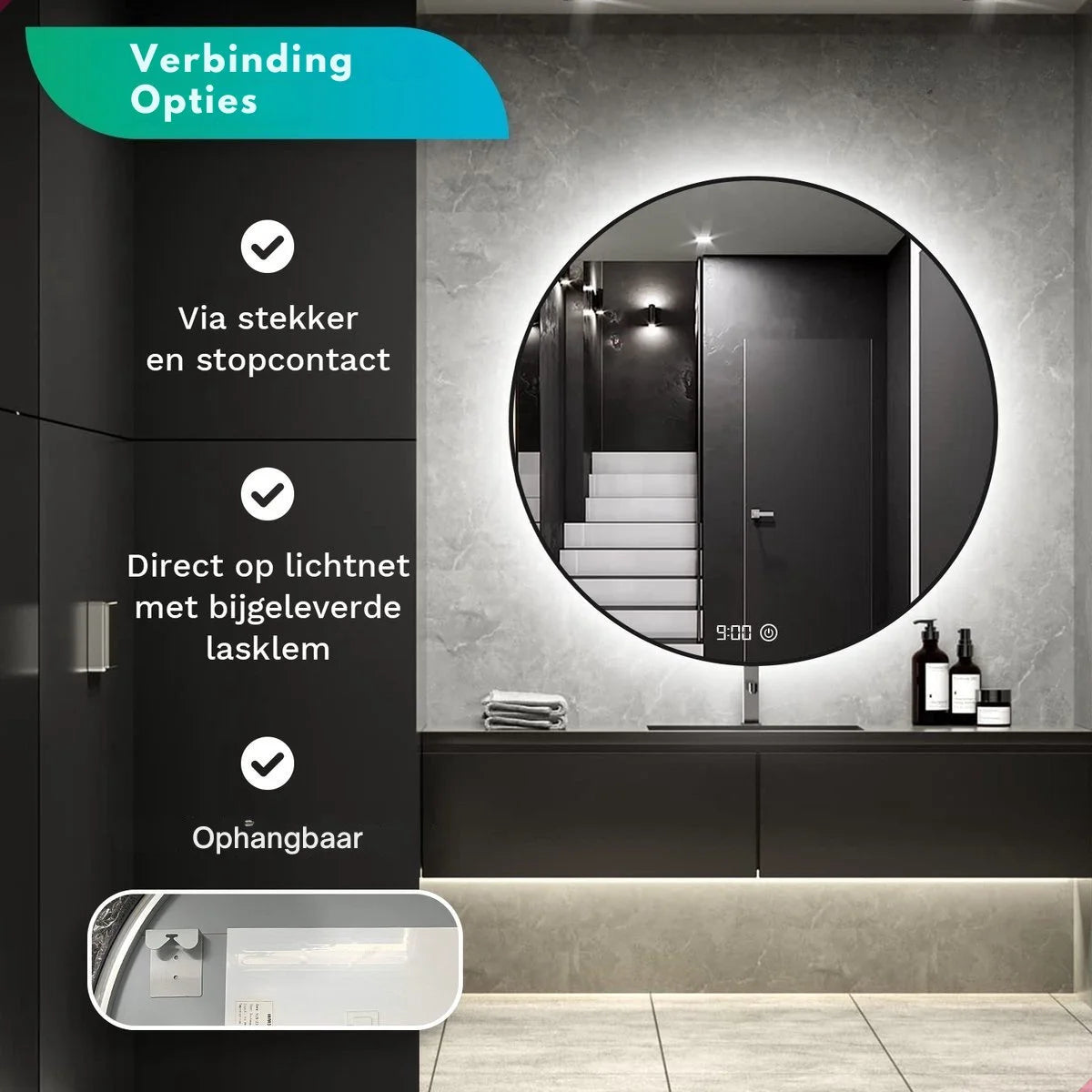 Miroir de Salle de Bain - 80cm - Cadre Noir