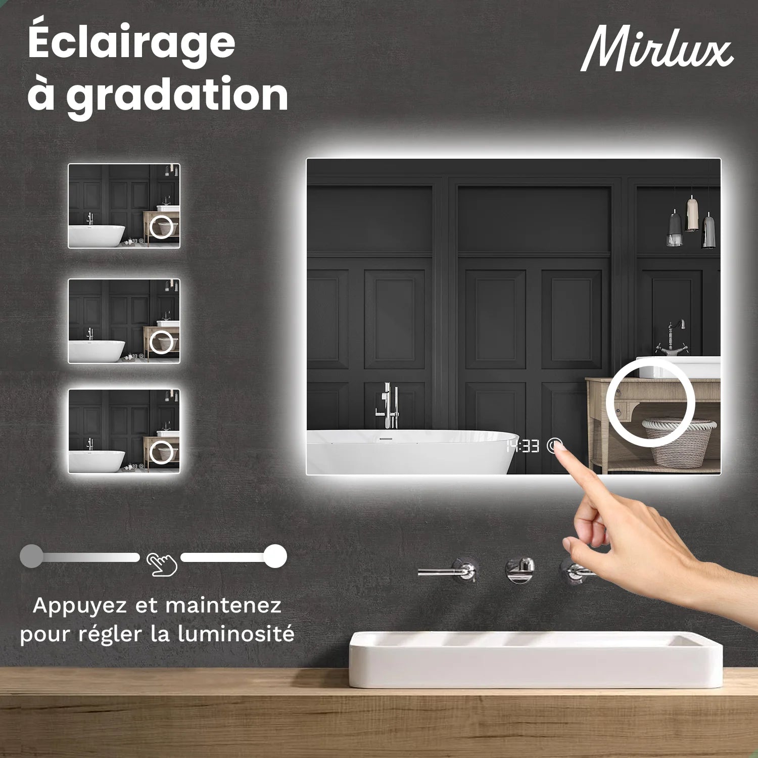 Miroir de salle de bain - 120x80cm - Sans cadre