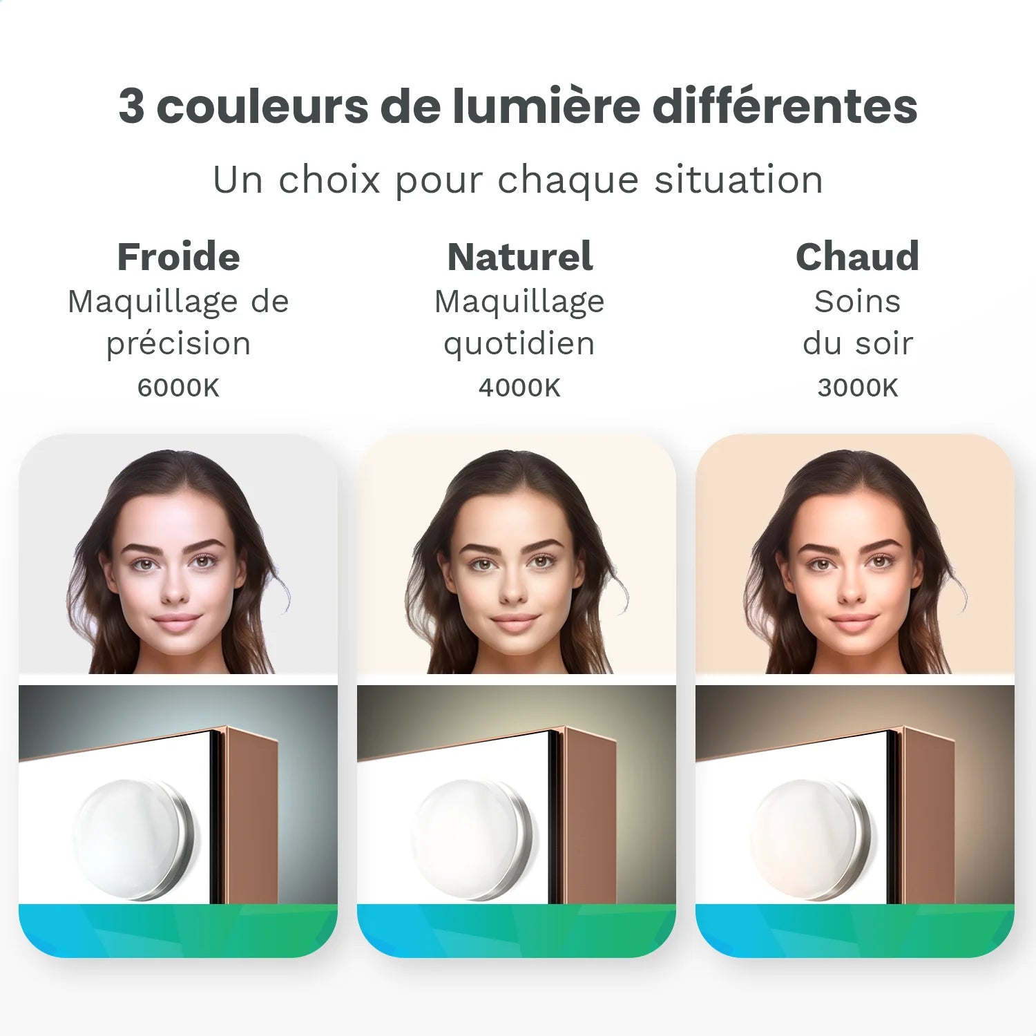 Miroir Hollywood - 58x48cm - Or Rose - Précommander