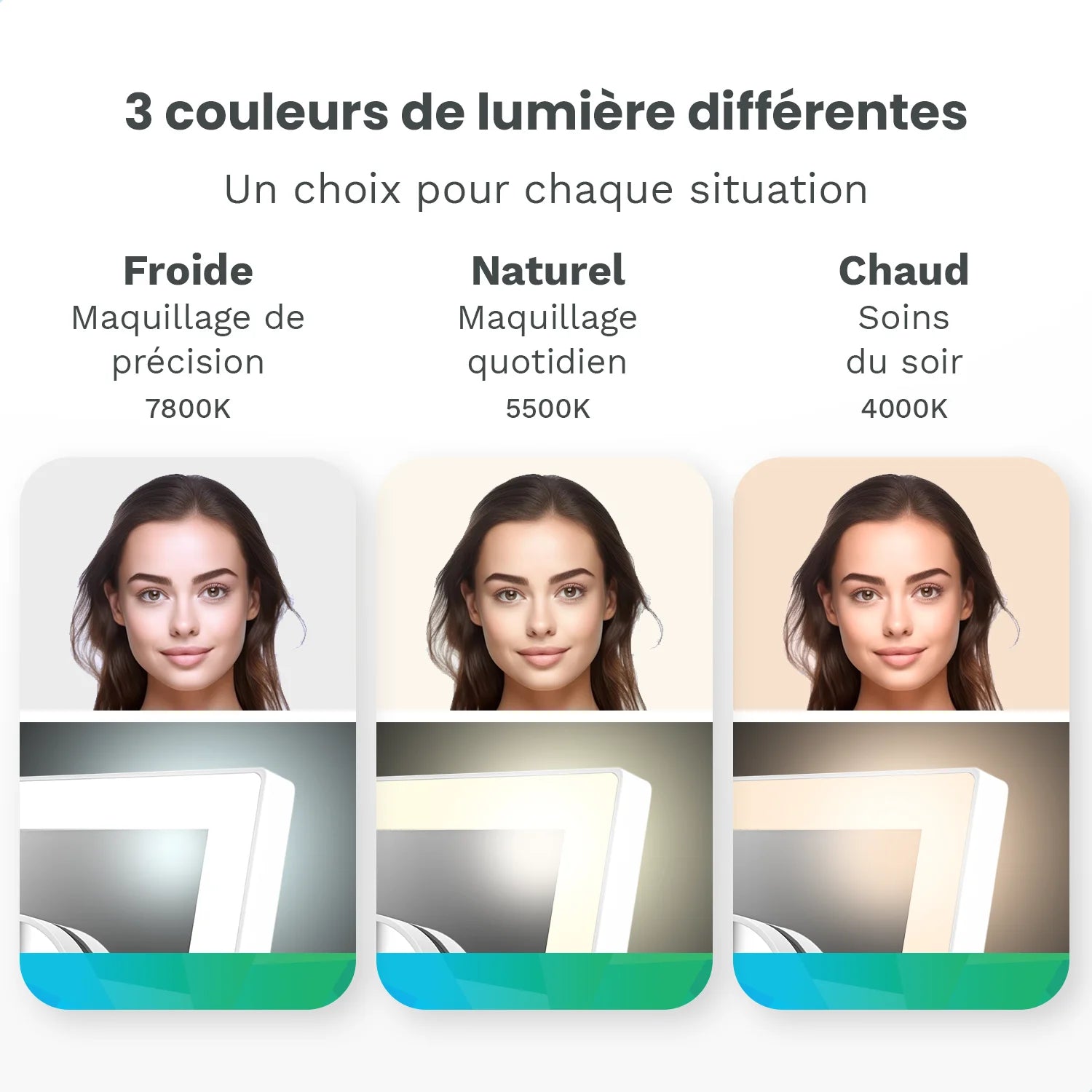 Miroir Hollywood - 44x30cm - Blanc